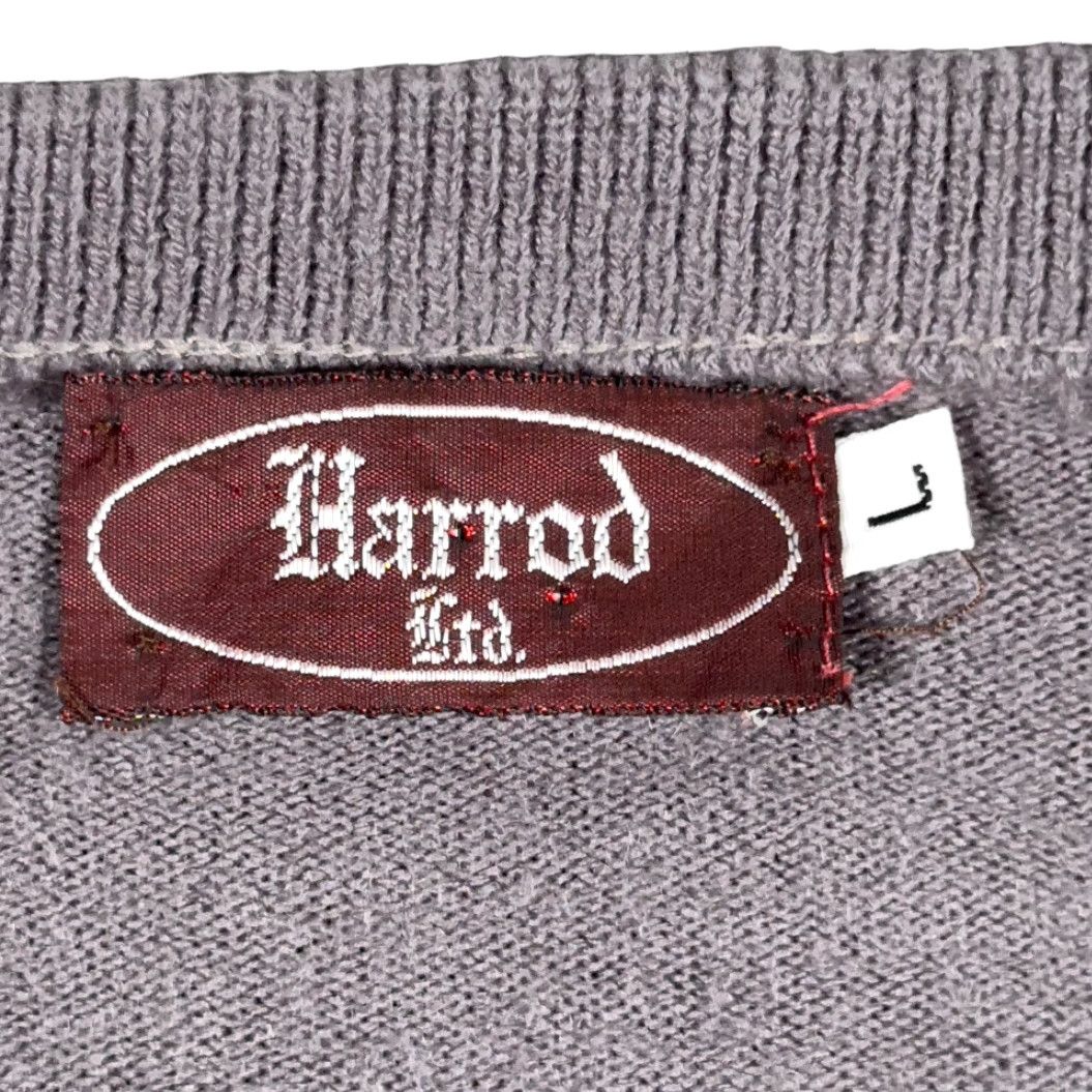 Harrods VINTAGE Harrod Sweater Shirt Mens Large Gray V-Neck Raglan Knit 80s Preppy Acrylic Knit Pullover Size US M / EU 48-50 / 2 - 4 Thumbnail