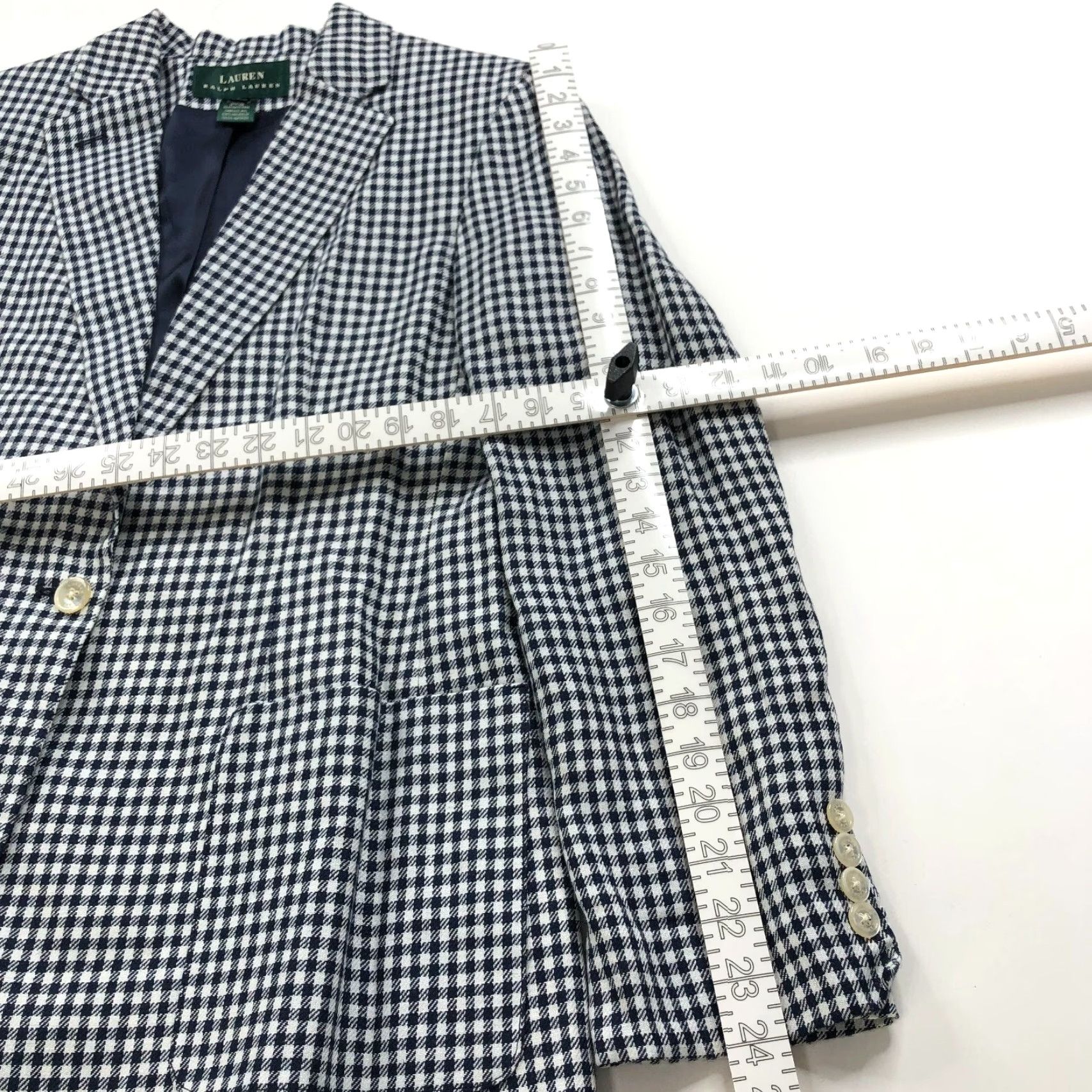 Ralph Lauren Lauren Ralph Lauren LRL 8 100% Linen One Button Blazer Jacket Blue Blazer Women Size 8 Regular Wool Lining Check Vintage? No Closet Cleanout Size M / US 6-8 / IT 42-44 - 2 Thumbnail