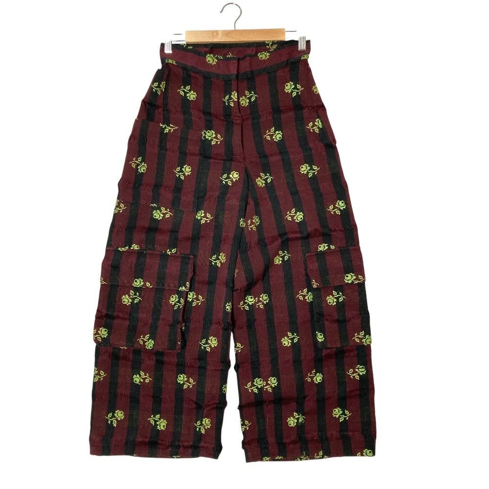 Other Other MOZH MOZH Flower Stitch Stripe Wide Cargo Pants Textile Pants DUTY FREE for USA Size ONE SIZE - 1 Thumbnail