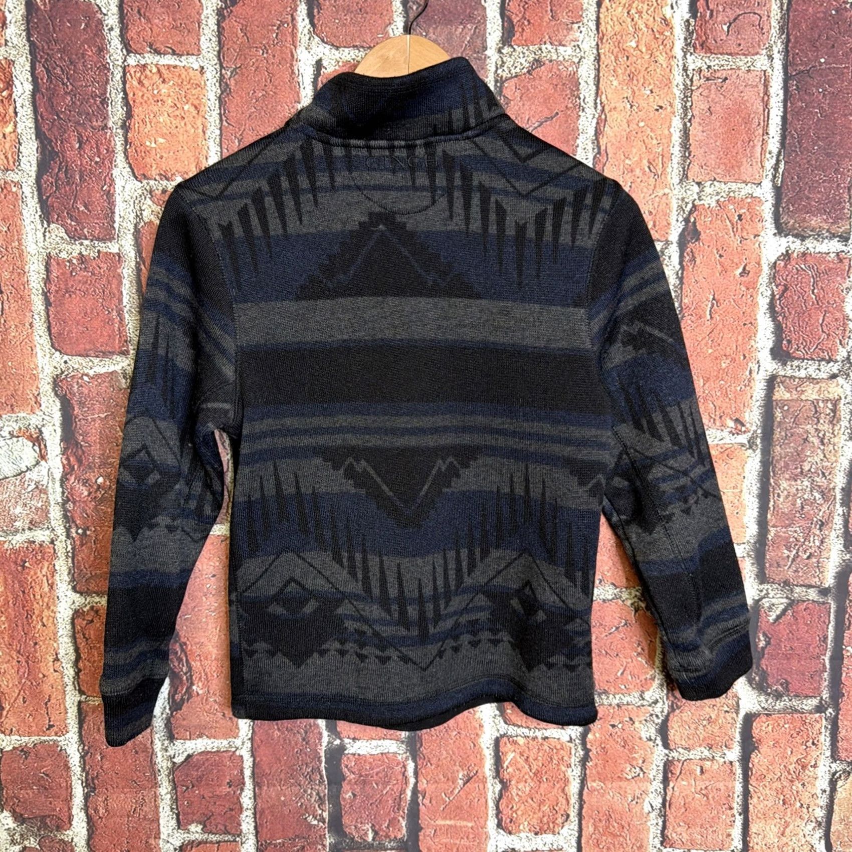 Vintage Cinch Womens Quarter Zip Gray Aztec Sweater Medium Sweatshirt Pullover Fleece Zip 1/4 Long Sleeve Winter Casual Womens Size M / US 6-8 / IT 42-44 - 3 Thumbnail