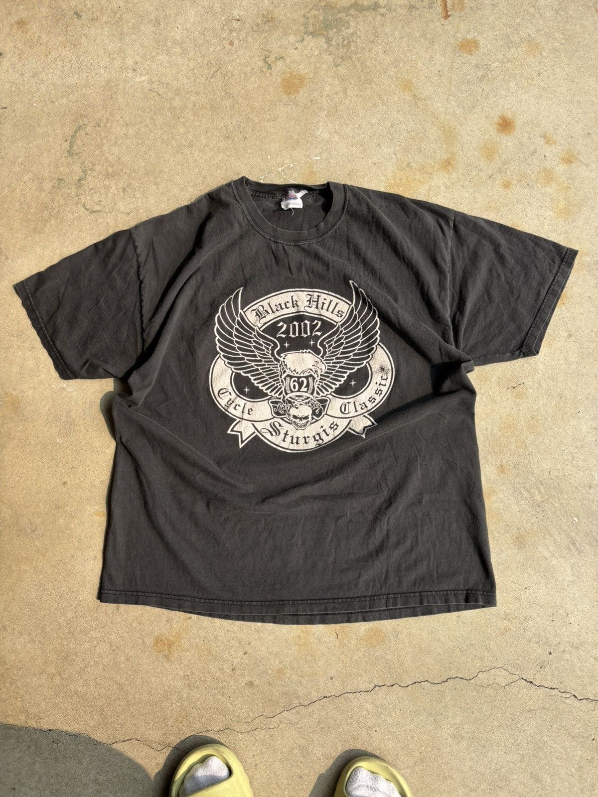 Harley Davidson Vintage 2000s Black Hill Sturgis Harley Davidson Faded Tee Size US XL / EU 56 / 4 - 1 Thumbnail