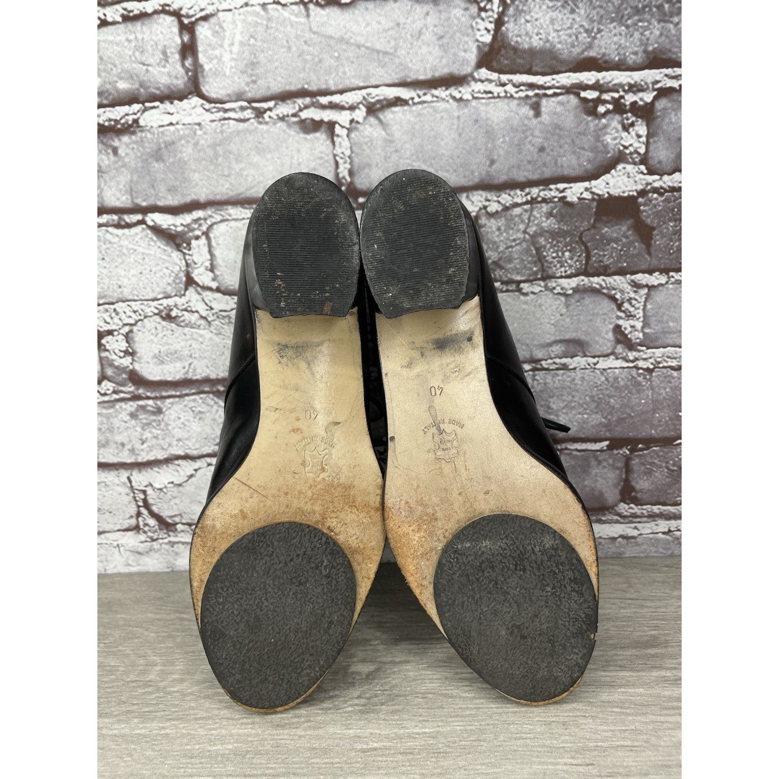 Other Donn Adriana Black Leather Lace Up Oxford Heel Shoes Women S Size US 9.5 / IT 39.5 - 8 Thumbnail