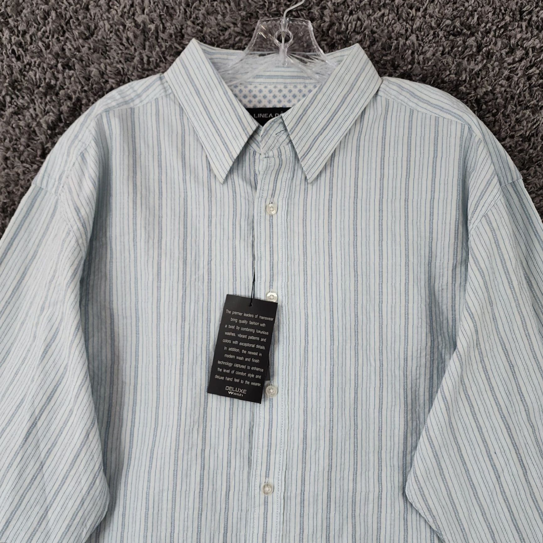 Vintage Linea Dome Shirt Men 2XL Blue Striped Long Sleeve Button-Up Shirt Mens Size US XXL / EU 58 / 5 - 4 Thumbnail