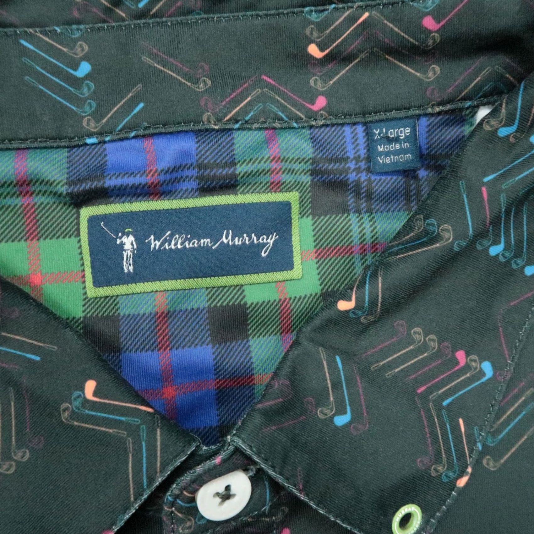 Vintage William Murray Golf Polo Shirt Mens XL Green All Over Print Short Sleeve Size US XL / EU 56 / 4 - 3 Thumbnail