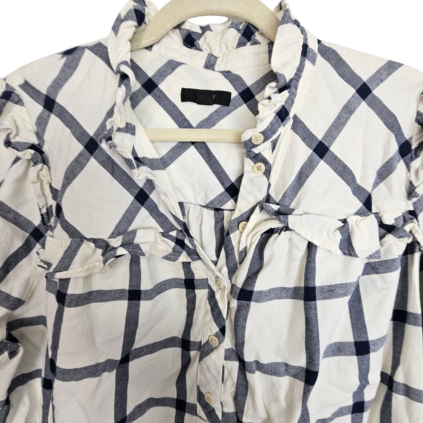 J.Crew J. Crew Womens Ruffle Popover Flannel Shirt Size L Preppy Size L / US 10 / IT 46 - 3 Thumbnail