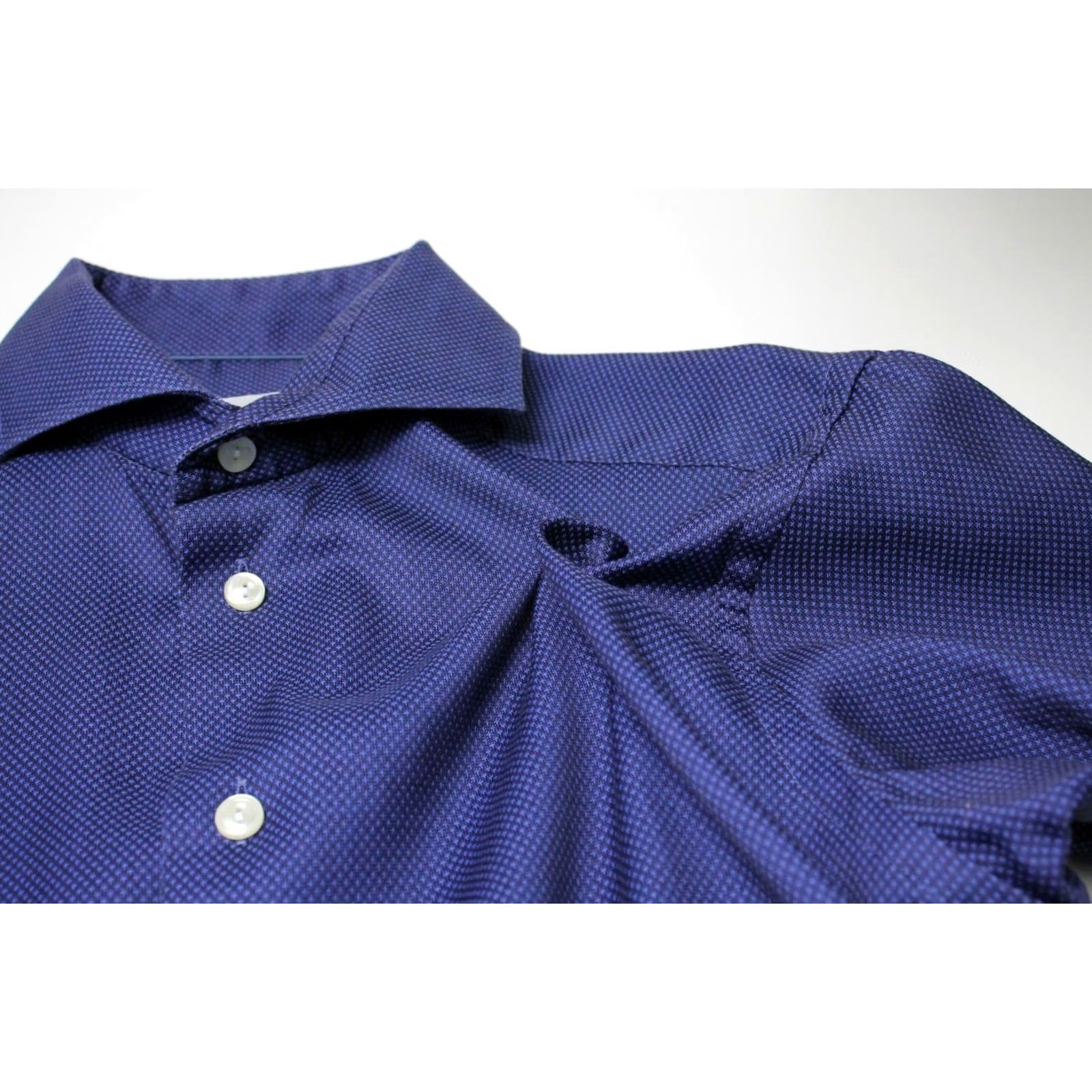 Eton Eton Contemporary Formal Shirt Mens MEDIUM Cutaway Collar Patterned Blue Shirt Size 40R - 5 Thumbnail
