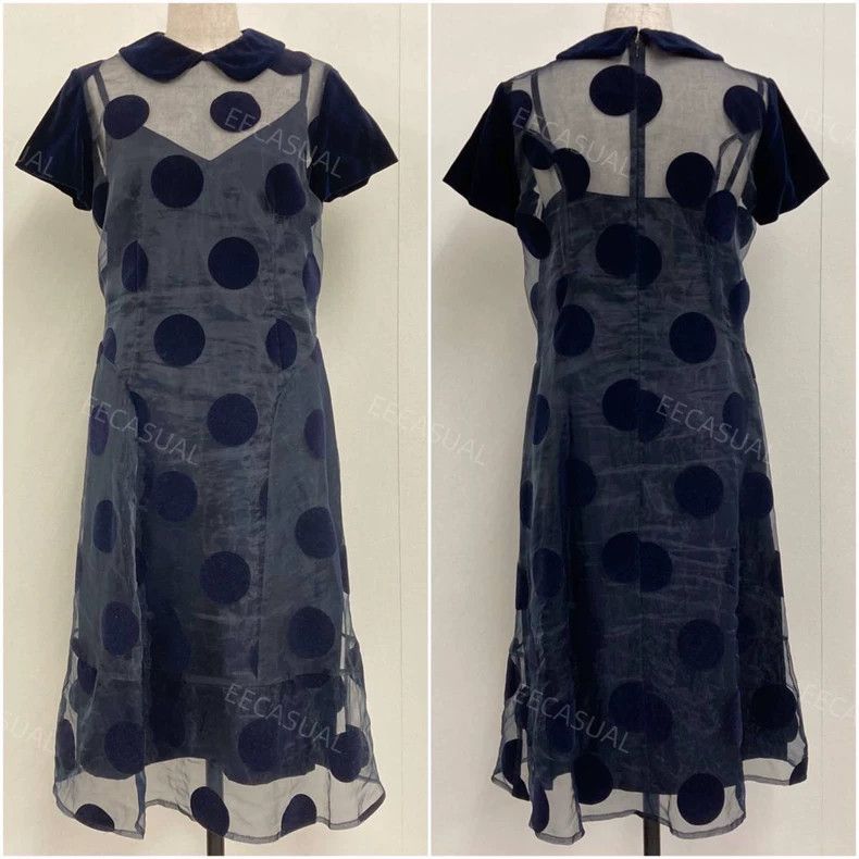 Comme Des Garcons Velvet polka-dot short sleeve ball colla