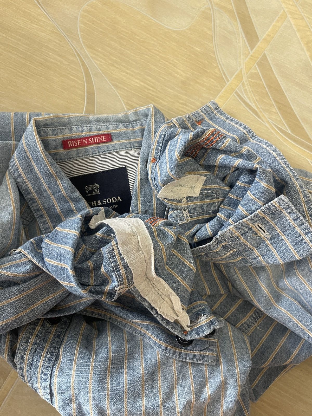 Scotch & Soda Scotch & Soda Rise’n Shine denim striped faded distressed Size US M / EU 48-50 / 2 - 18 Thumbnail