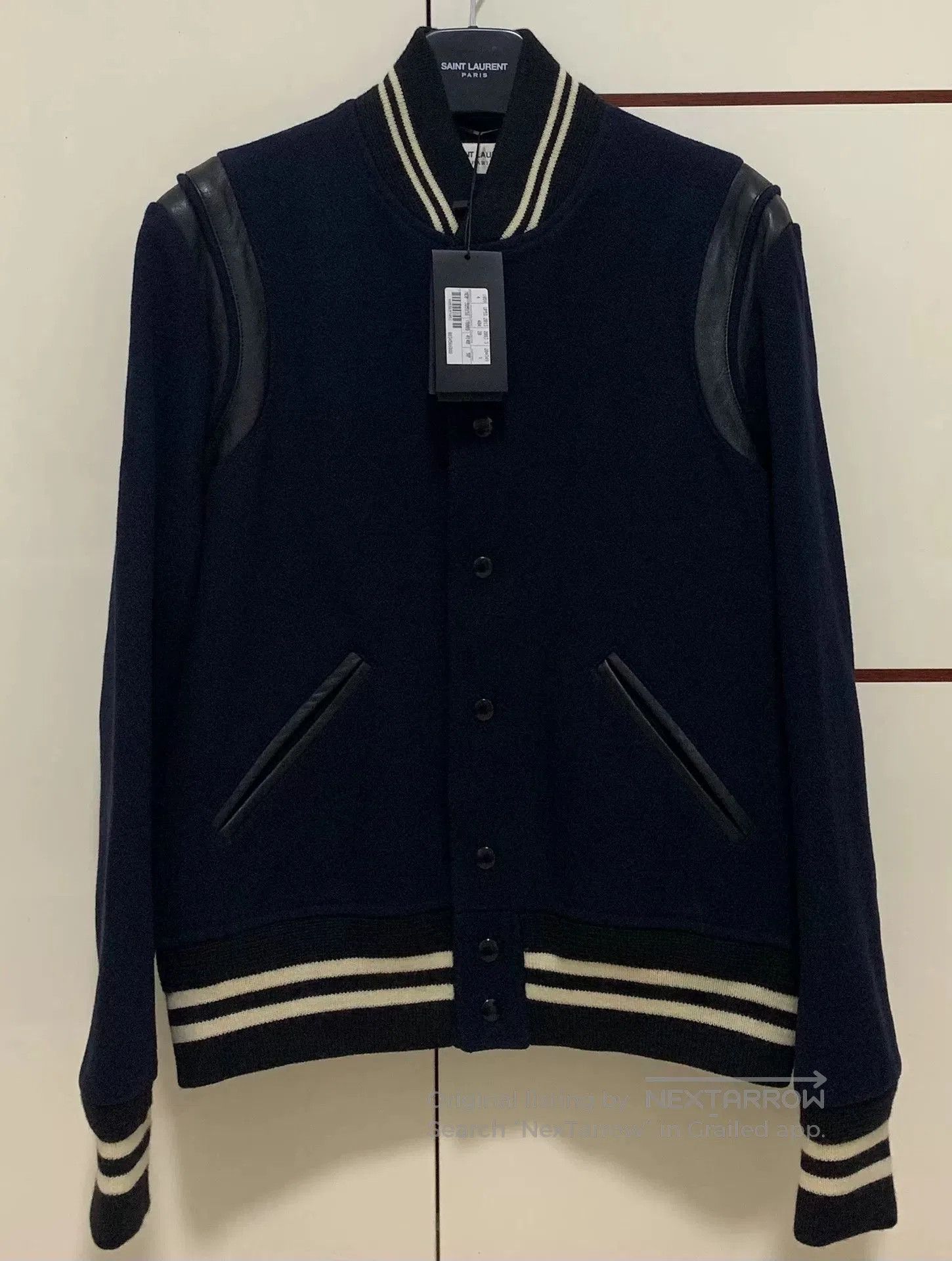 Saint Laurent Blue Wool Baseball Jacket.