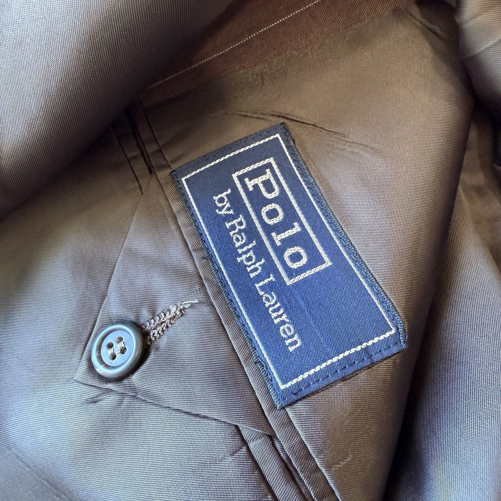 Polo Ralph Lauren × Vintage Vintage Polo Ralph Lauren Blazer 44/38 Reg Brown Pinstripe Size 44R - 8 Thumbnail