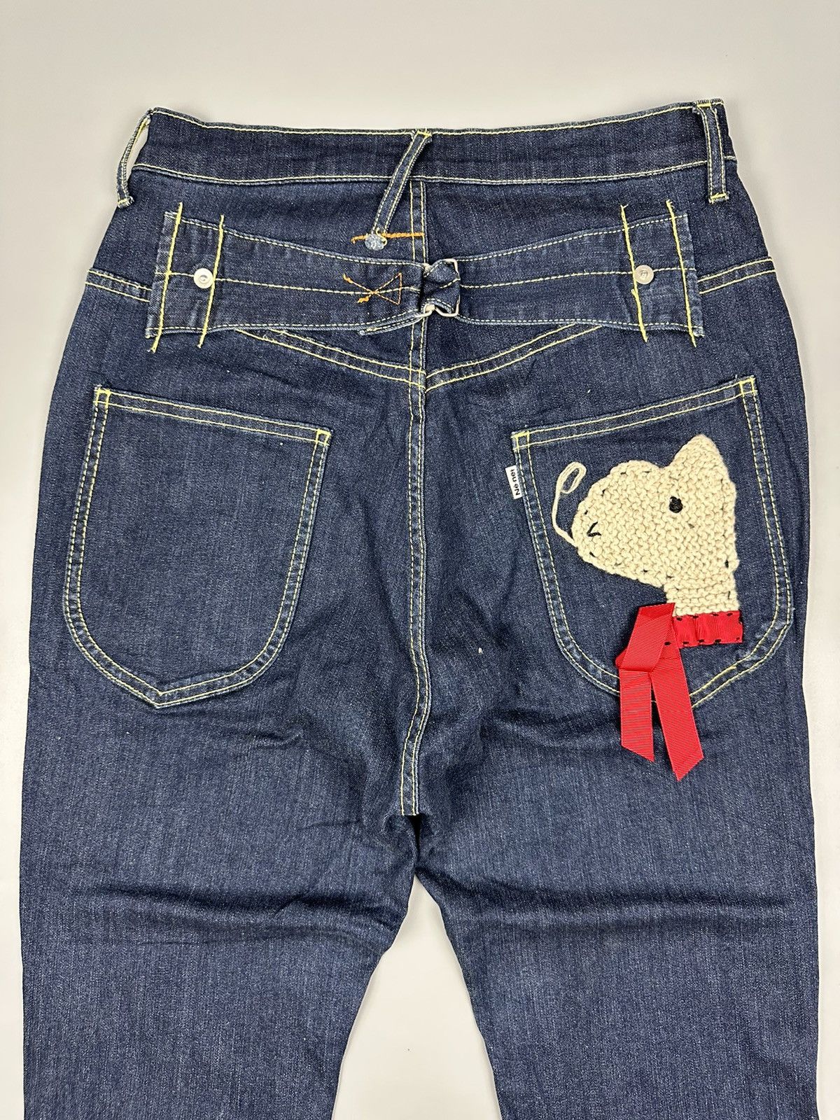 Issey Miyake × Ne-Net Ne-Net by Issey Miyake Embroidered Buckle Back Denim Size US 28 / EU 44 - 3 Thumbnail