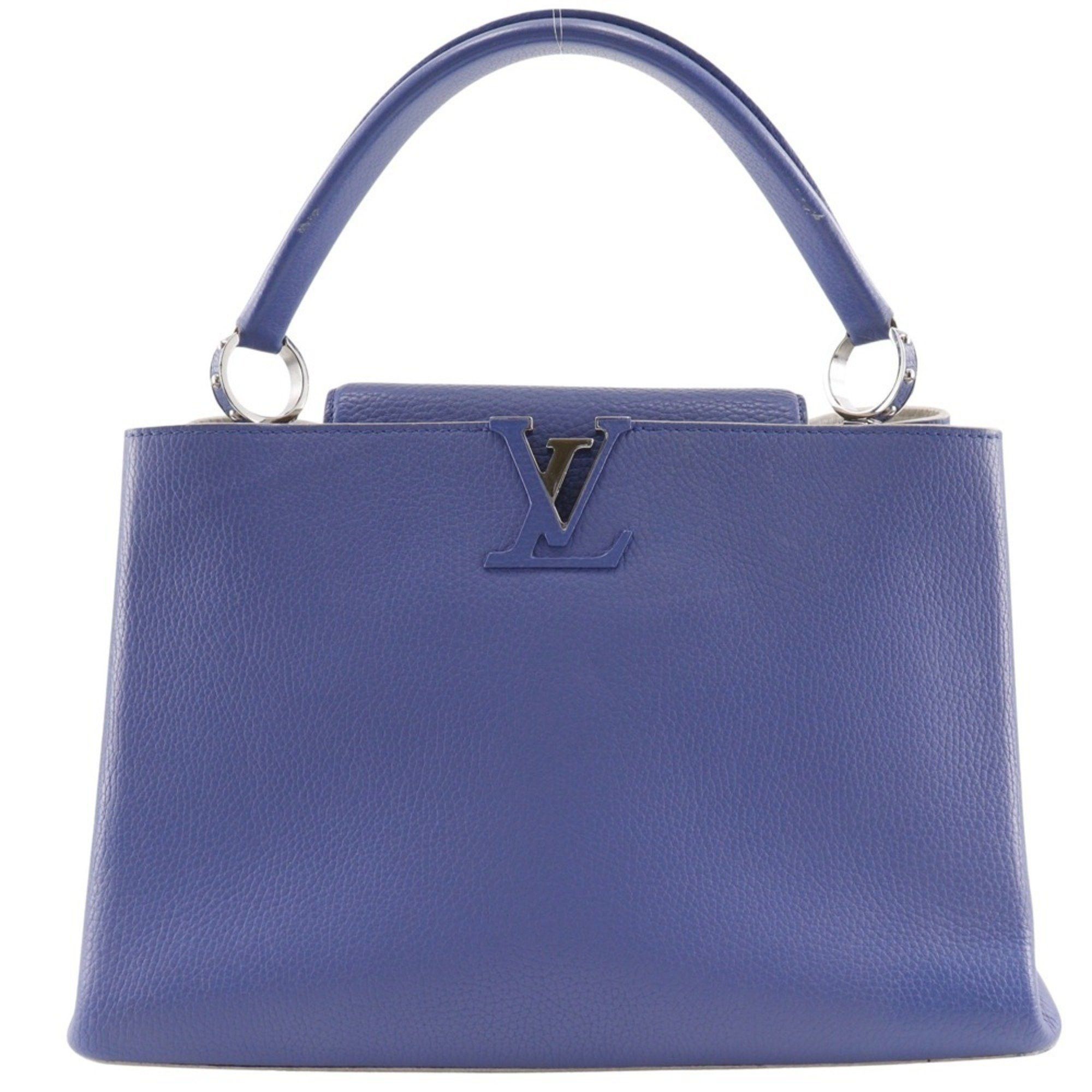 Louis Vuitton Capucines MM Handbag Parnassus x Taurillon Leather Made in France 2015 Blue/White AH5105 A5 Flap CAPCSINE MM Women's