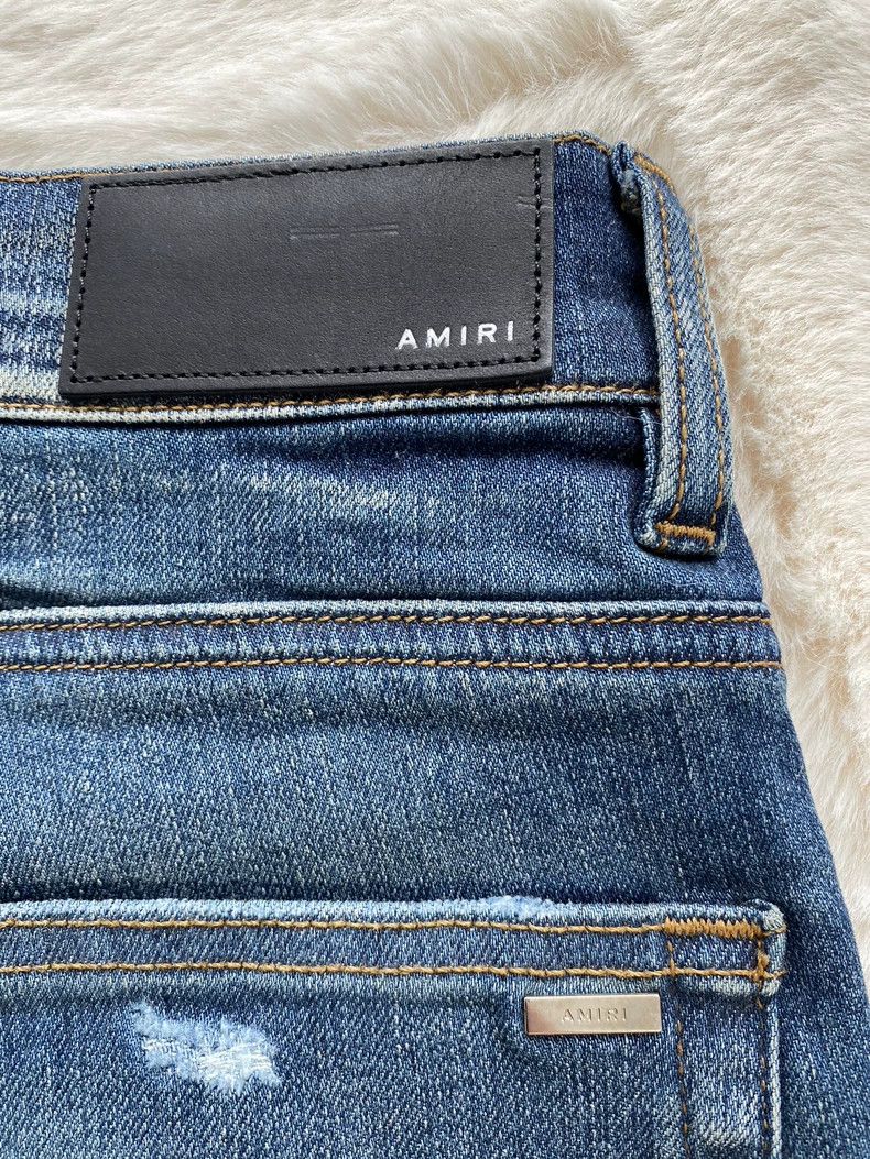 Amiri Amiri Washed blue patchwork leather MX1 jeans 2502-Nextarro Size US 34 / EU 50 - 3 Thumbnail