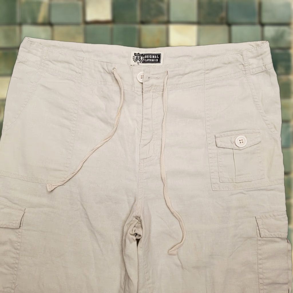 Route 66 Linen Pants Women 10 Beige Draw Strings Cargo Pocket Skimmer Route 66 Casual Cropped Pants Womens Beige Route 66 Linen Pants** Size 32" / US 10 / IT 46 - 1 Thumbnail