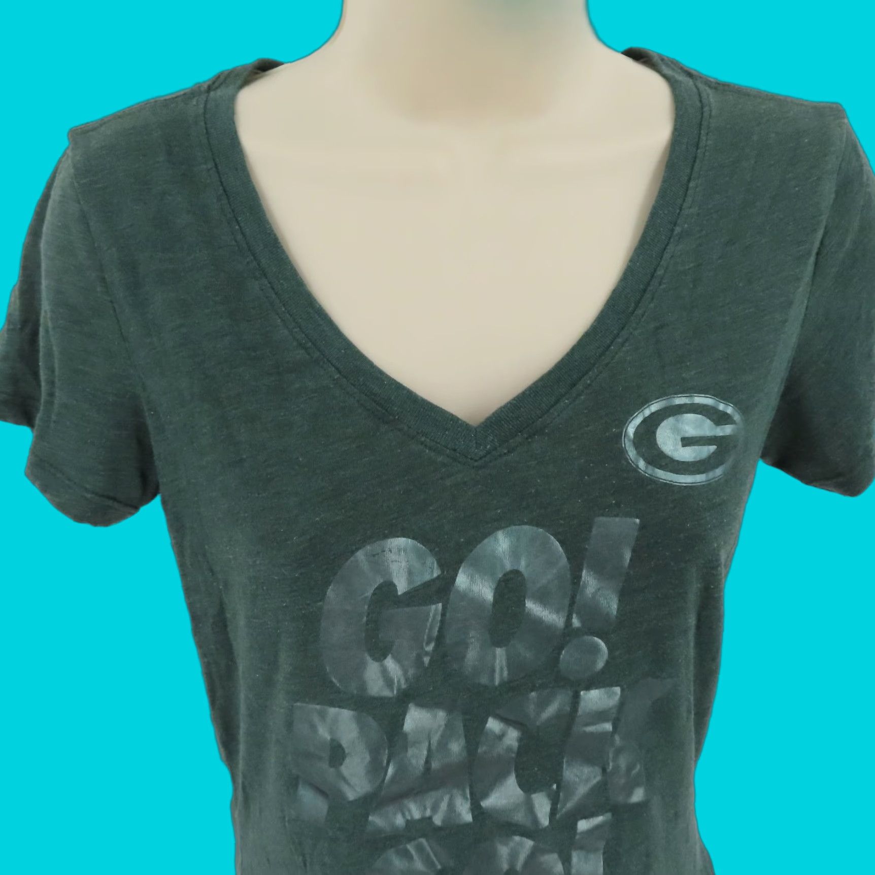 Nike Nike Womens T-Shirt Go Pack Go Green Bay Packers V Neck Shirt Top NFL Apparel Small Green Ladies Girl? Size S / US 4 / IT 40 - 1 Thumbnail