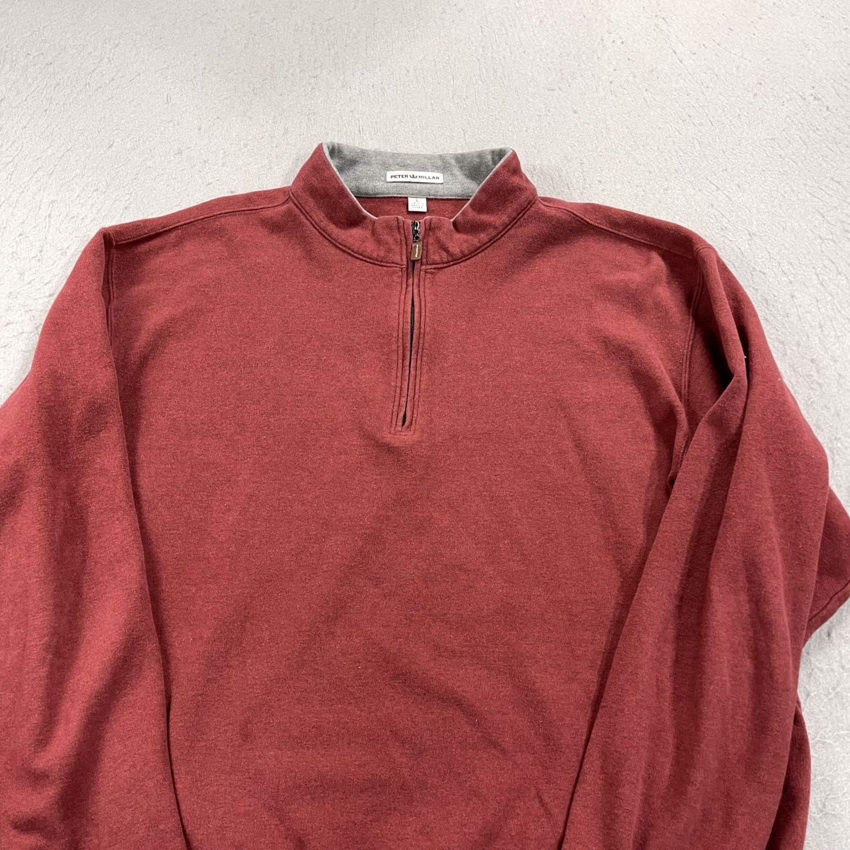 Peter Millar Peter Millar Sweater Mens L Red 100% Cotton Melange 1/4 Quarter Zip Pullover Size US L / EU 52-54 / 3 - 3 Thumbnail