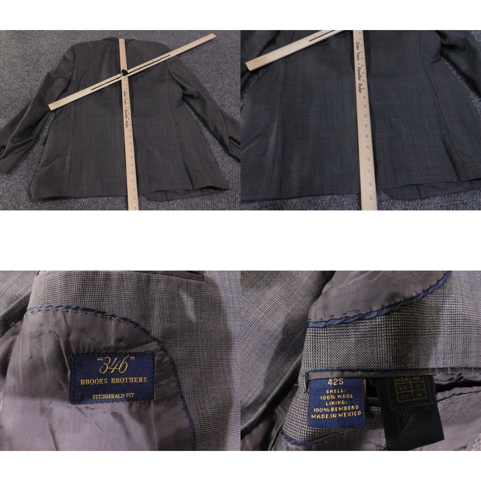 Brooks Brothers VINTAGE Brooks Brothers 346 Sport Coat Mens 41 Gray Plaid Two Button Blazer Suit Jacket Size 42R - 9 Thumbnail