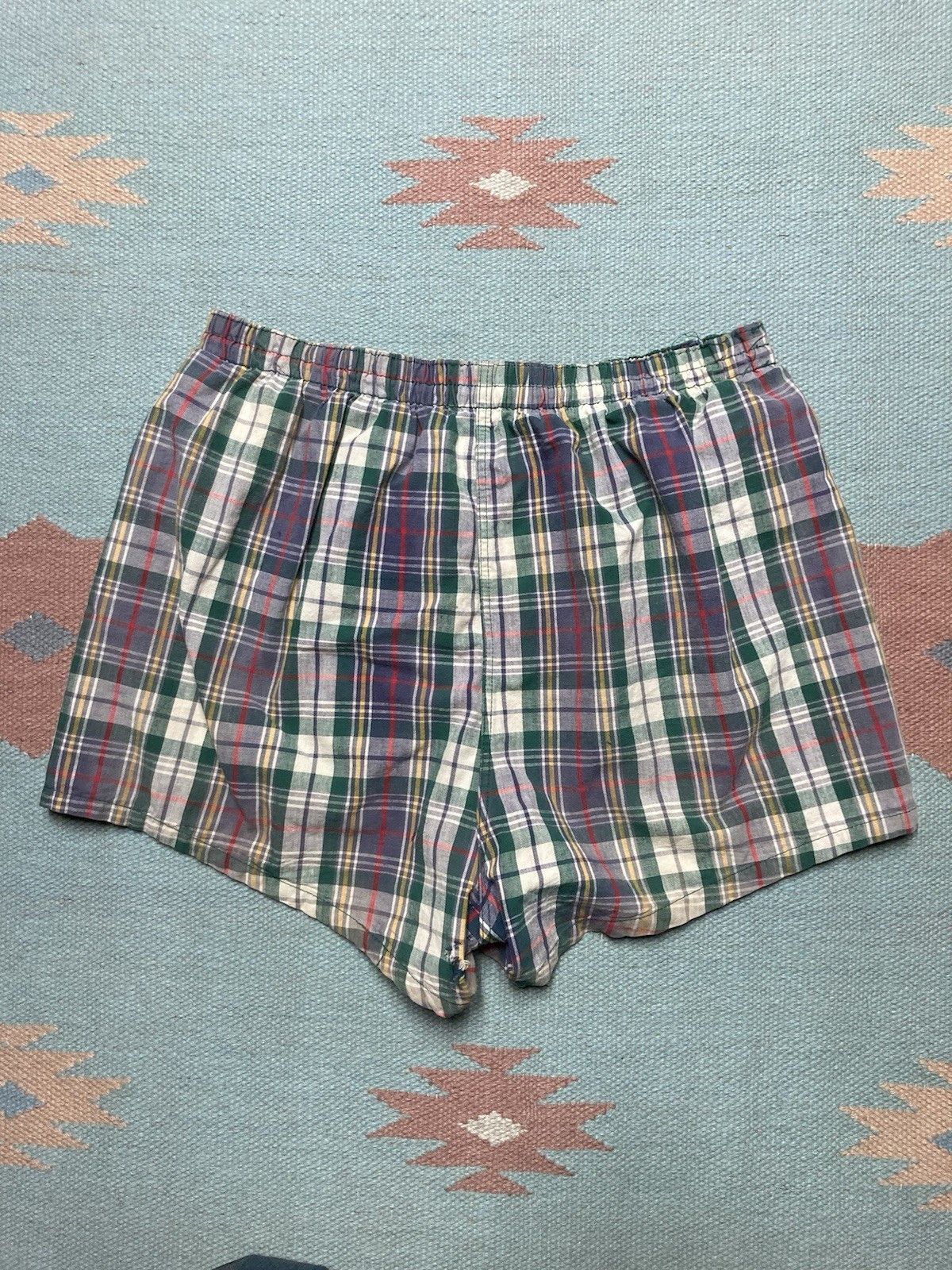 Vintage Vtg 1950s swim trunks shorts cotton plaid beach large Size US 28 / EU 44 - 7 Thumbnail