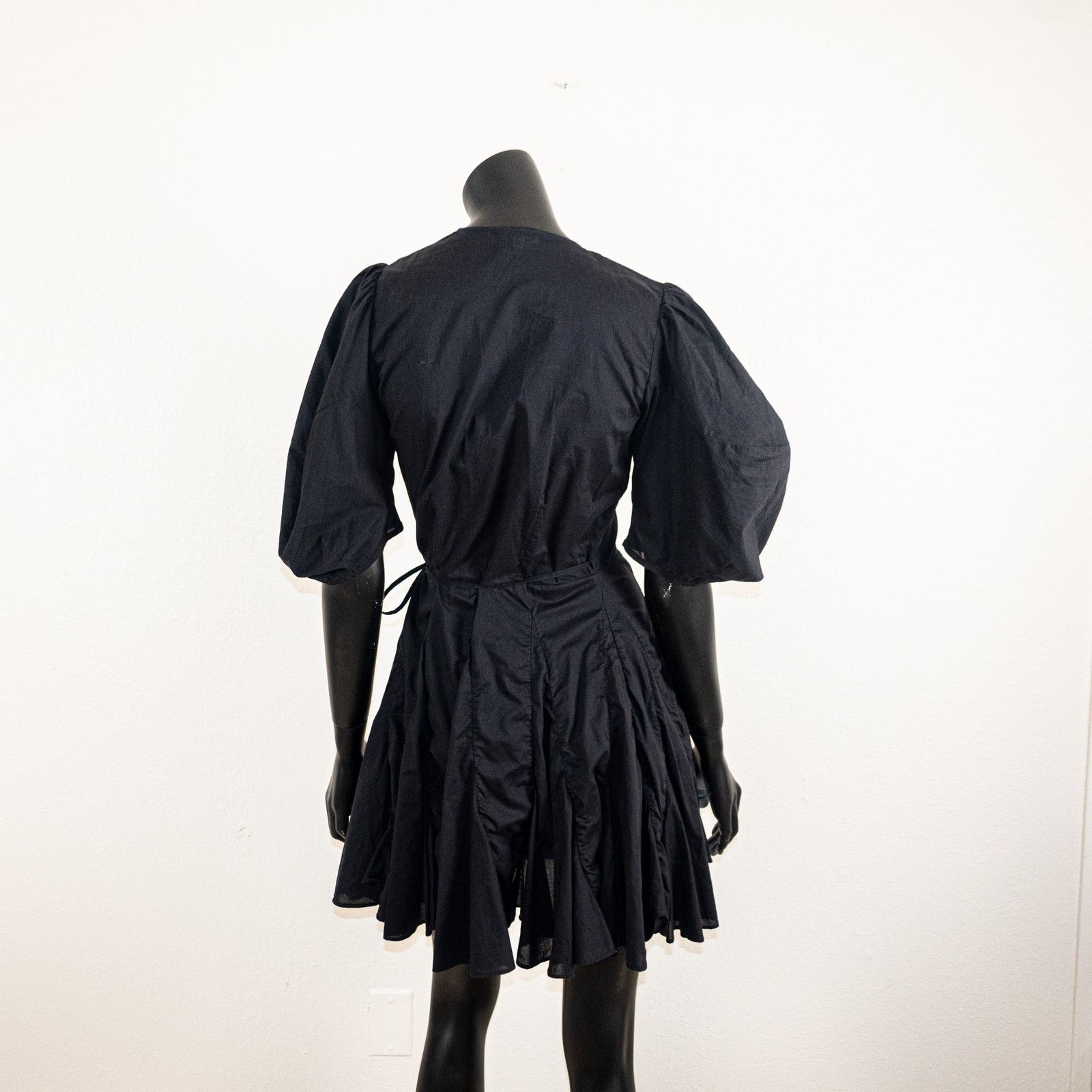 RHODE RHODE $375 Claudine Wrap Dress Puff Sleeves mini Black XS Size XS / US 0-2 / IT 36-38 - 4 Thumbnail