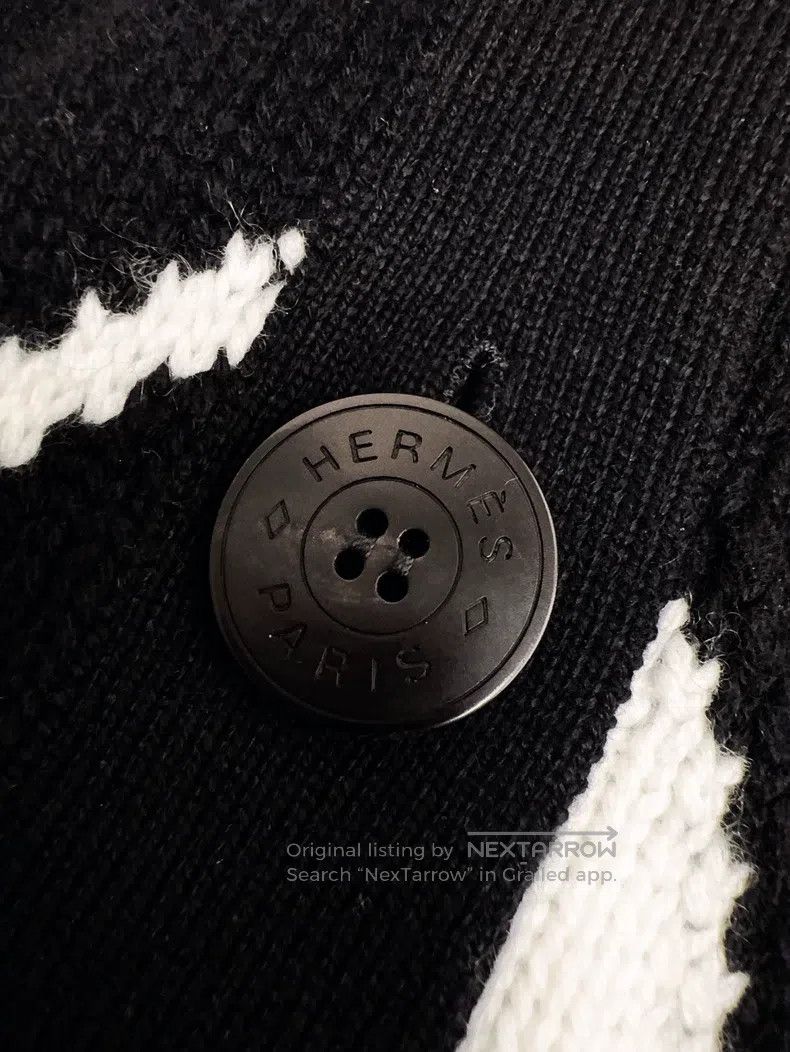 Hermes Hermes Black and white long cashmere open-front coat Size XXS / US 00 / IT 34 - 5 Thumbnail