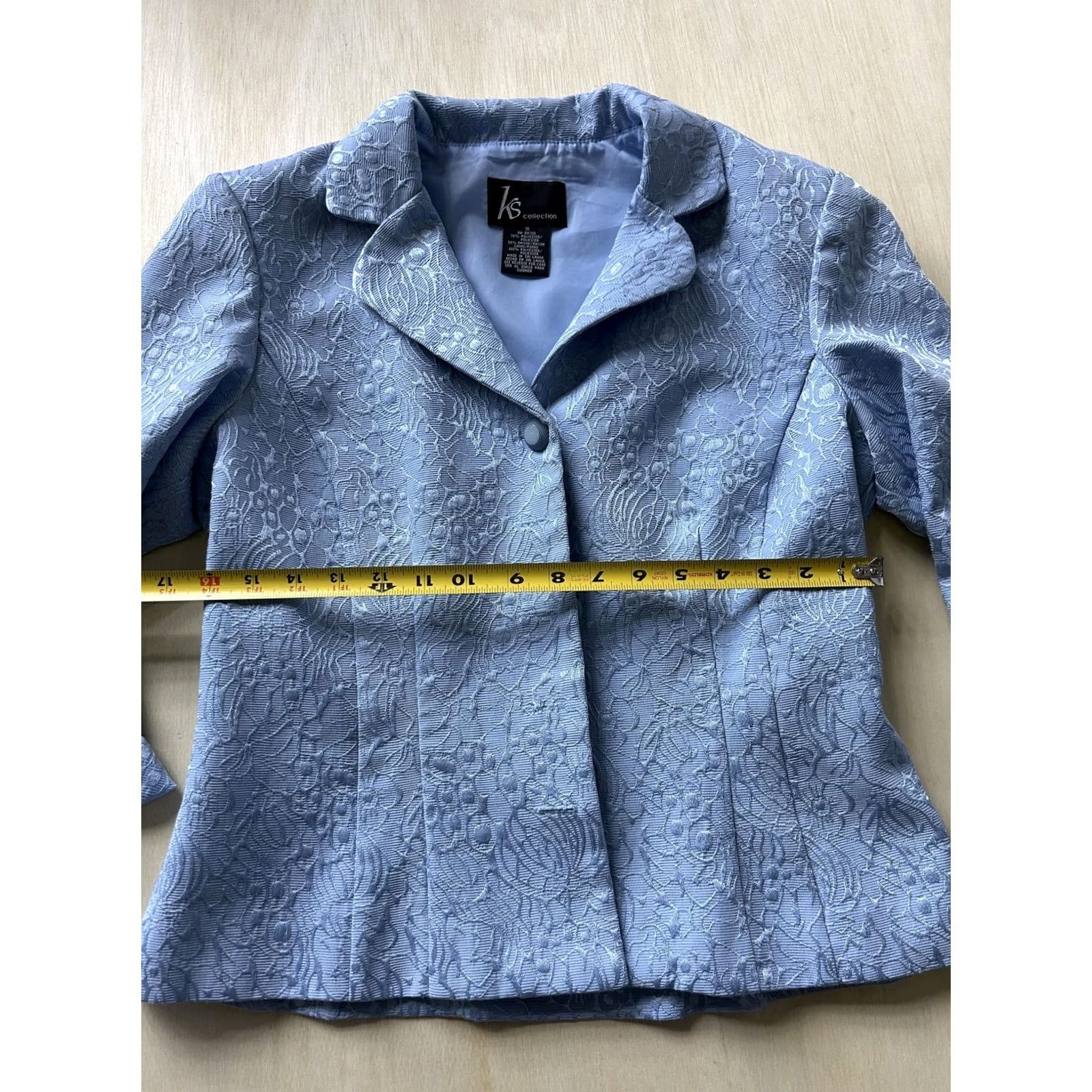 Vintage KS Collection Blazer Jacket Womens 10 Blue Floral Jacquard Lined Dressy Shirt/Blazer Style Women 10 Blue Floral Jacquard Lined Dressy Size L / US 10 / IT 46 - 5 Thumbnail