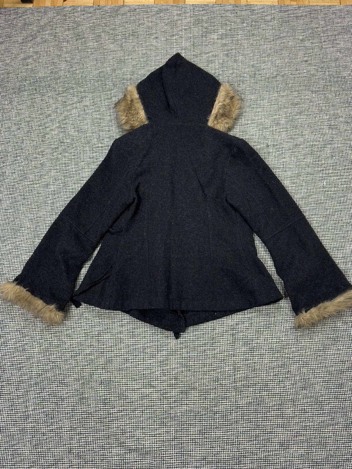 Japanese Brand Faux fur avant garde wool jacket japan style harajuku vtg Size S / US 4 / IT 40 - 3 Thumbnail