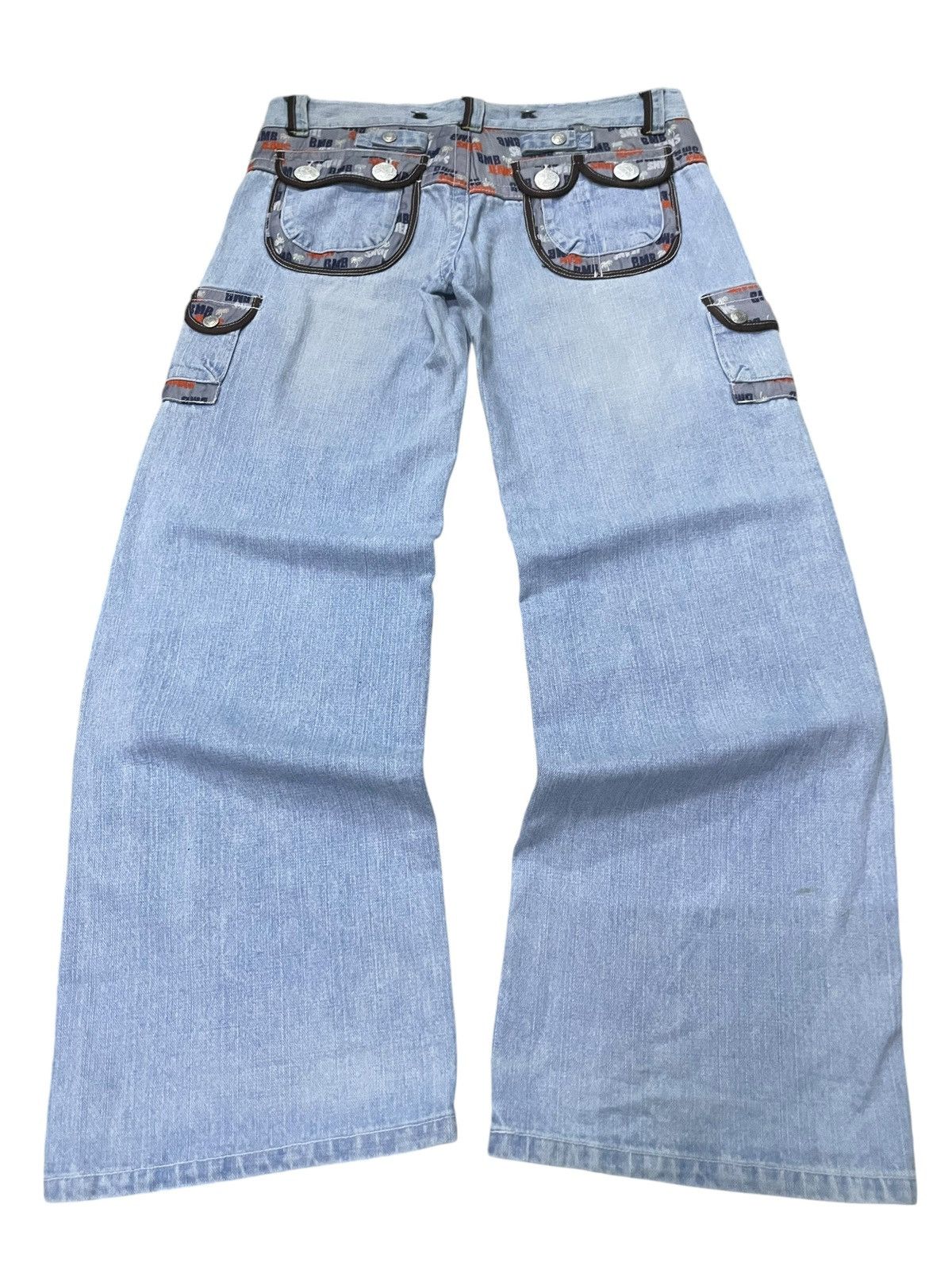 Hysteric Glamour × Japanese Brand × Red Monkey Blue Moon Japan Flared Wide Leg Cargo Jeans Low Rise Size US 32 / EU 48 - 2 Thumbnail
