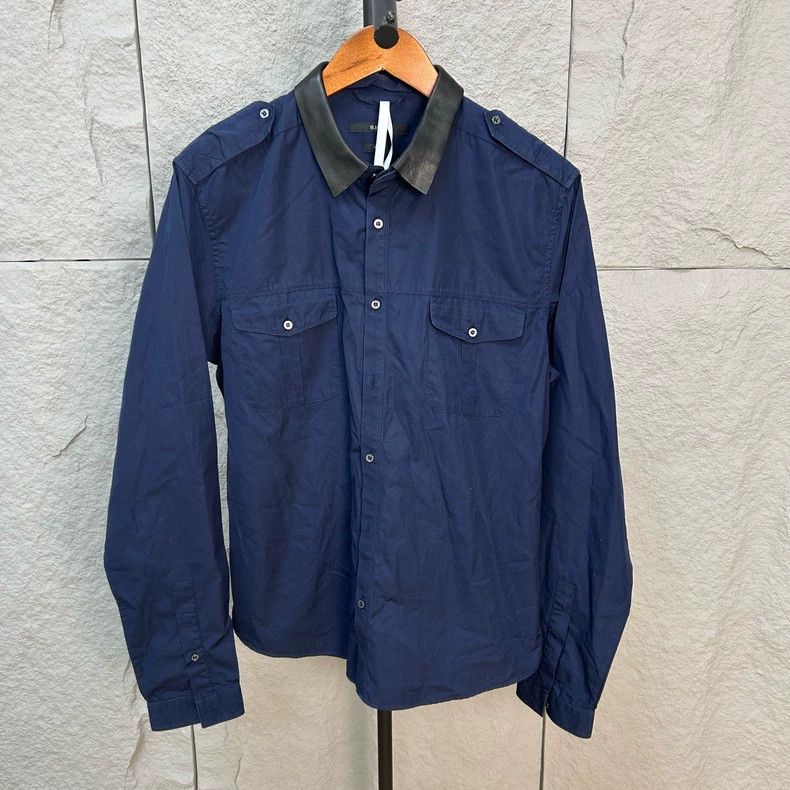 Gucci Gucci Size16+ Navy blue patchwork long-sleeved shirt Size US XXS / EU 40 - 1 Thumbnail