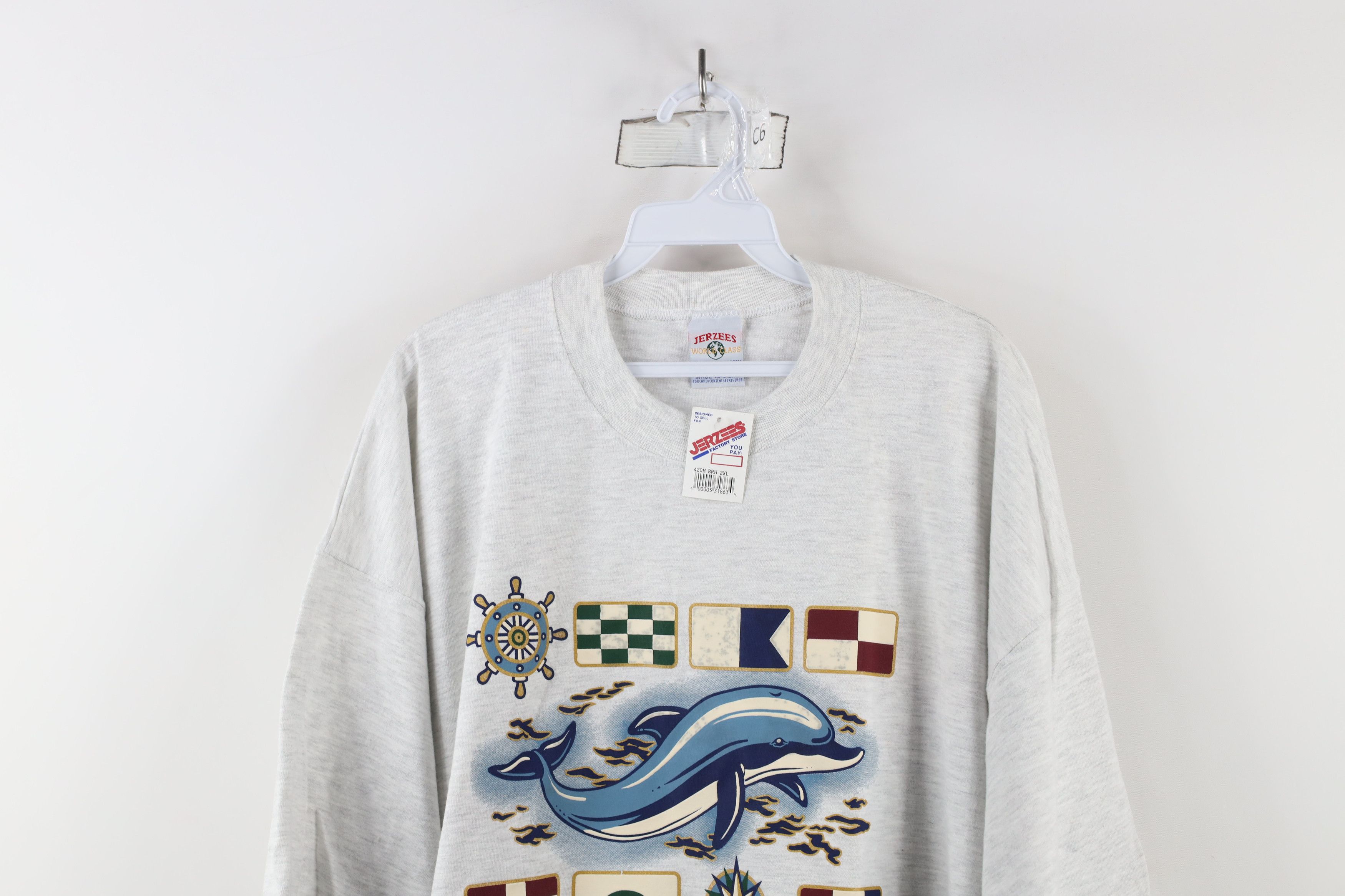 Vintage Deadstock Vintage 90s Streetwear Dolphins T-Shirt USA Size US XXL / EU 58 / 5 - 2 Thumbnail
