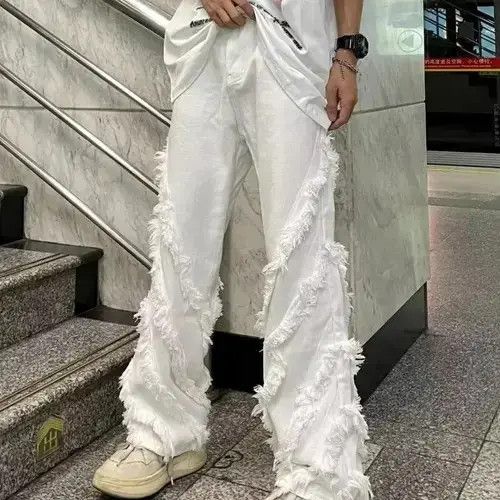 Japanese Brand Pants with raw edges loose trousers American retro style Size US 29 - 3 Thumbnail