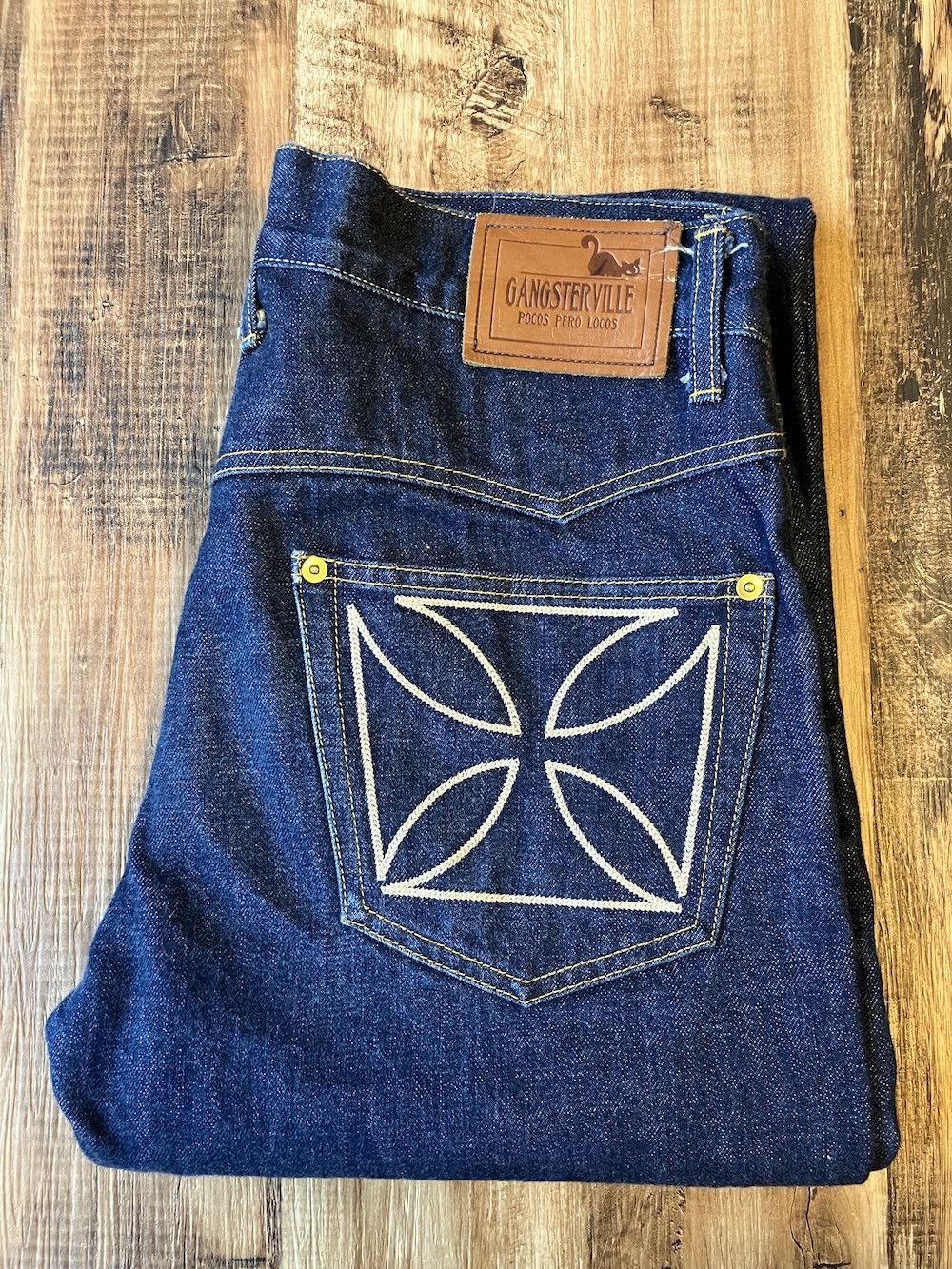 Japanese Brand GANGSTER VILLE “IronCross” W31 x L32 Slim fit Selvedge Denim Size US 31 - 2 Thumbnail