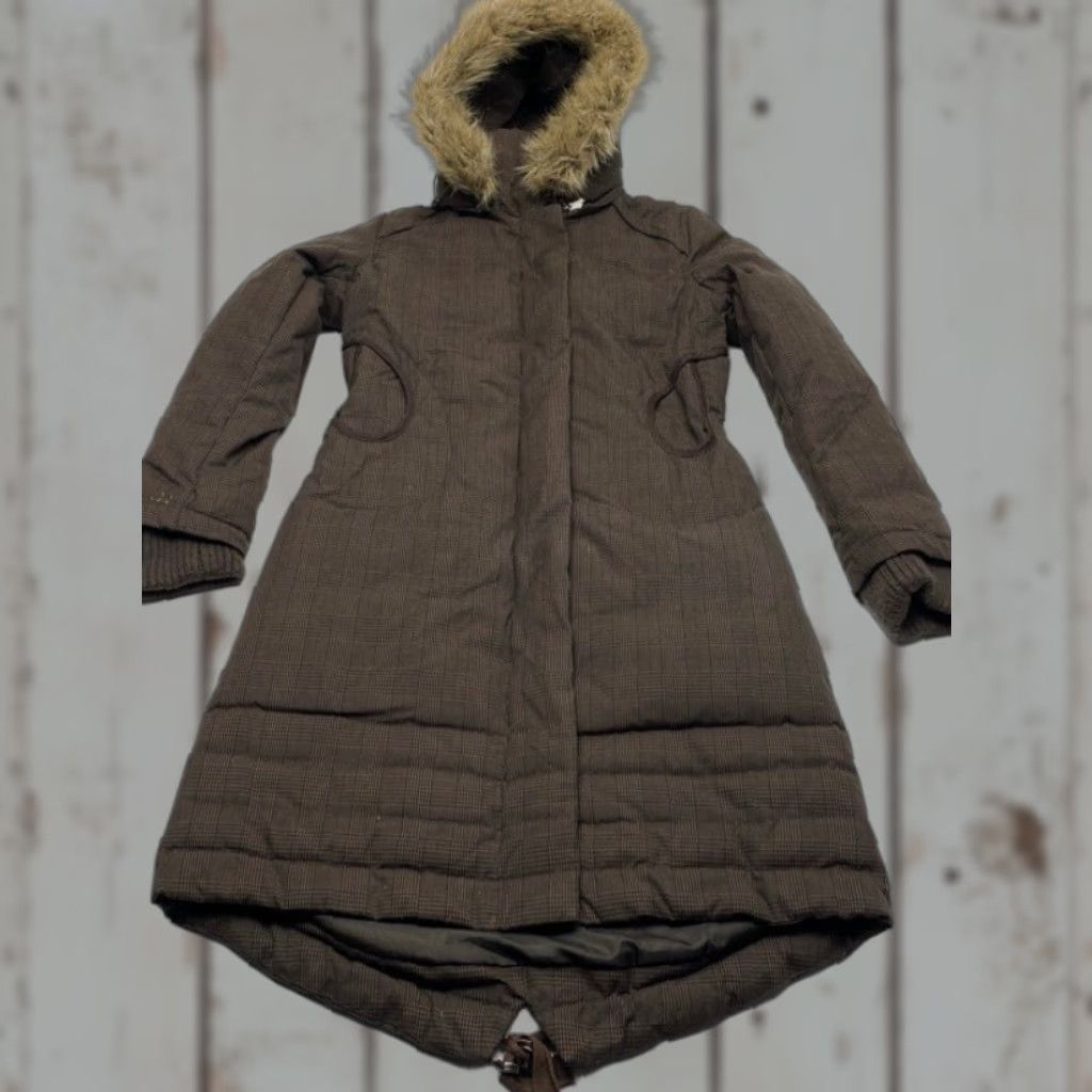 Vintage Soia & Kyo Down Coat Women’s P/S Brown Plaid Removable Hood Pockets 7908 Size S / US 4 / IT 40 - 1 Thumbnail