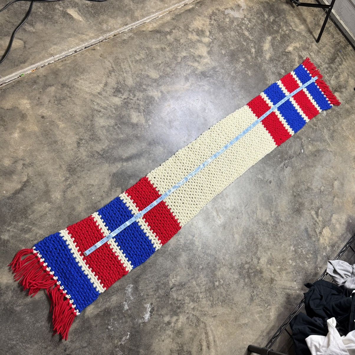 Vintage vintage red white and blue crochet knit head wrap scarve Size ONE SIZE - 6 Thumbnail