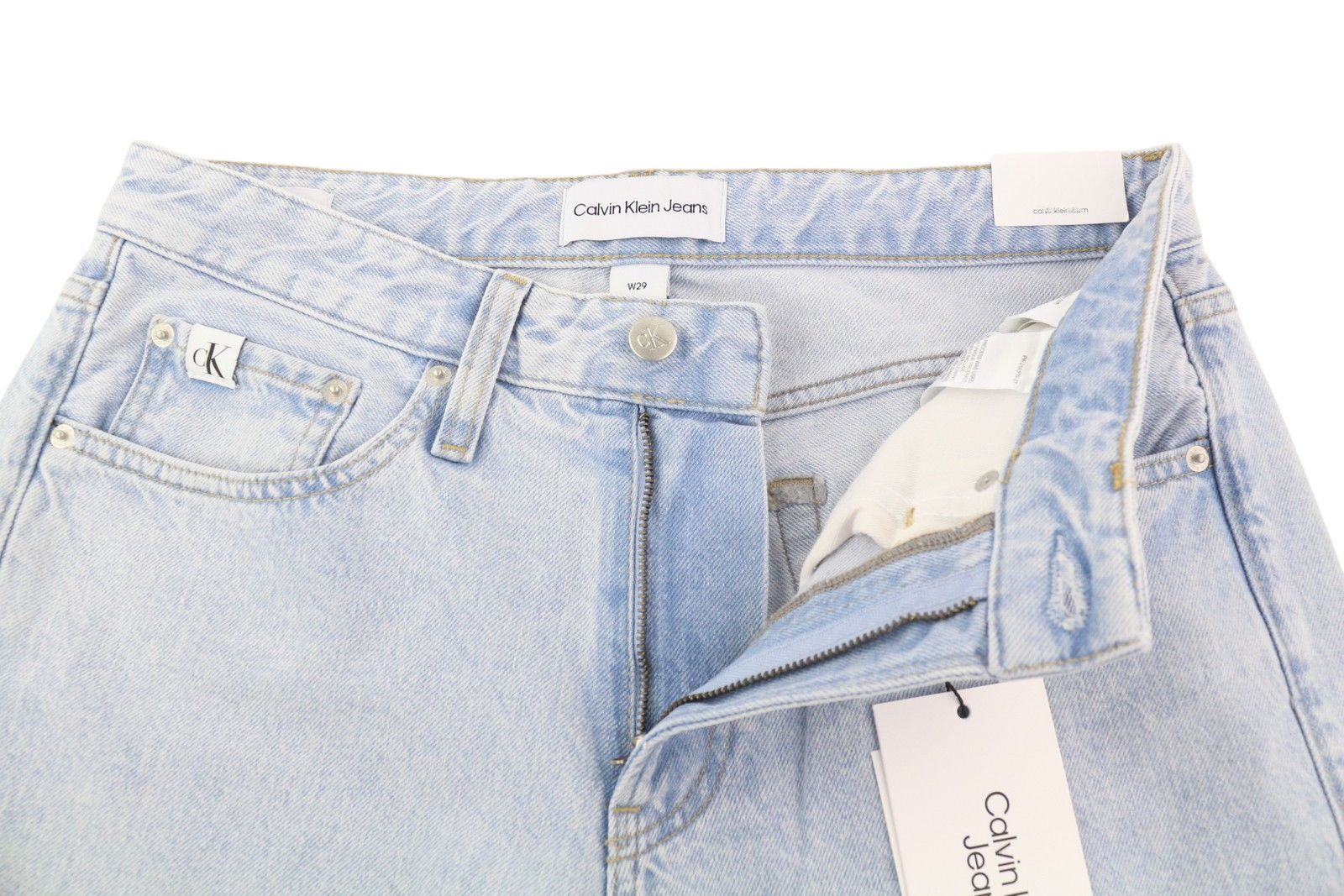 Calvin Klein 90S STRAIGHT W29 Light Blue Washed Zip Fly Denim 85297 Size US 29 - 4 Thumbnail