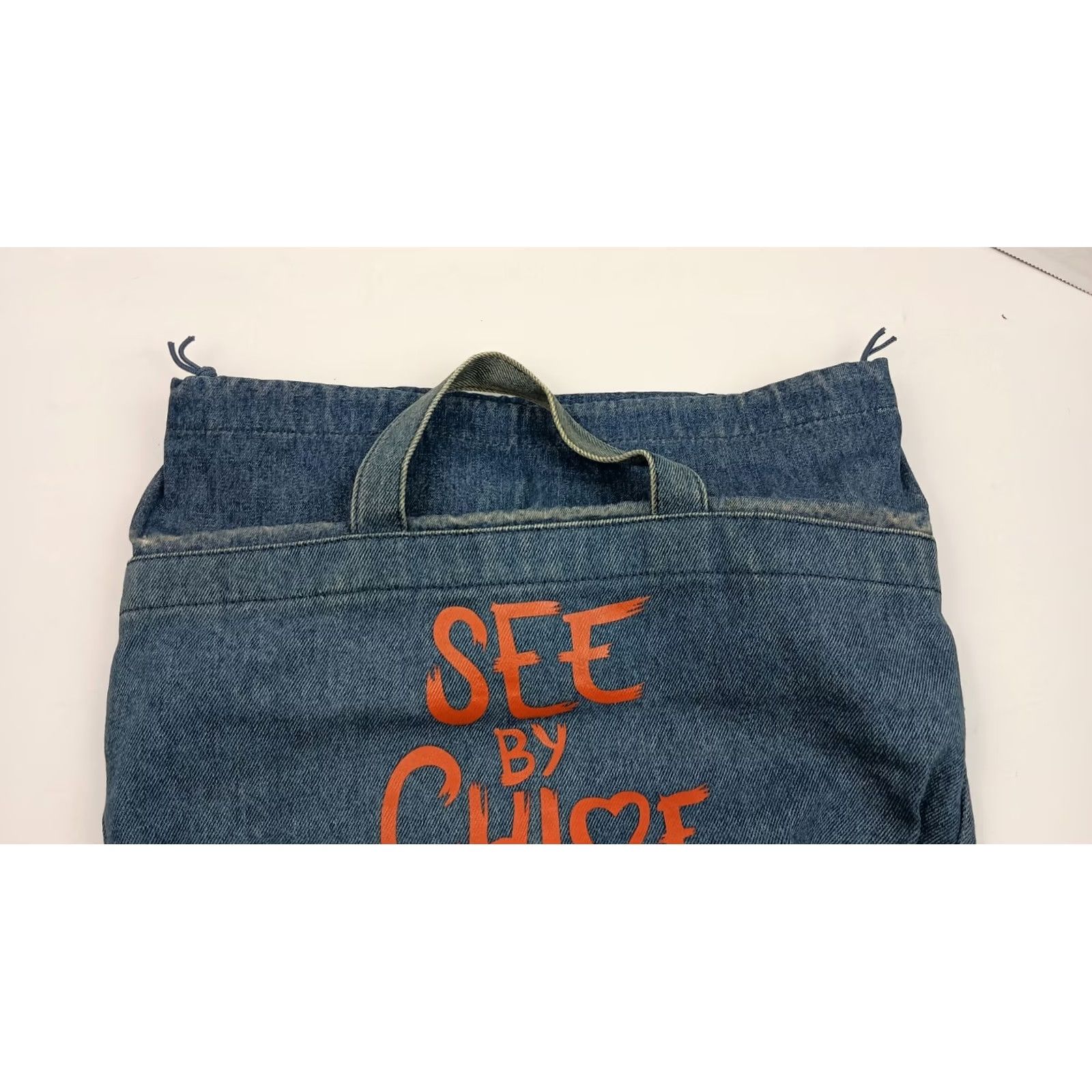 Vintage See By Chloe Denim Drawstring Satchel Handbag Purse Satchel See Chloe Blue Denim Women Bag/Handbag Womens Drawstring Bag Size ONE SIZE - 5 Thumbnail