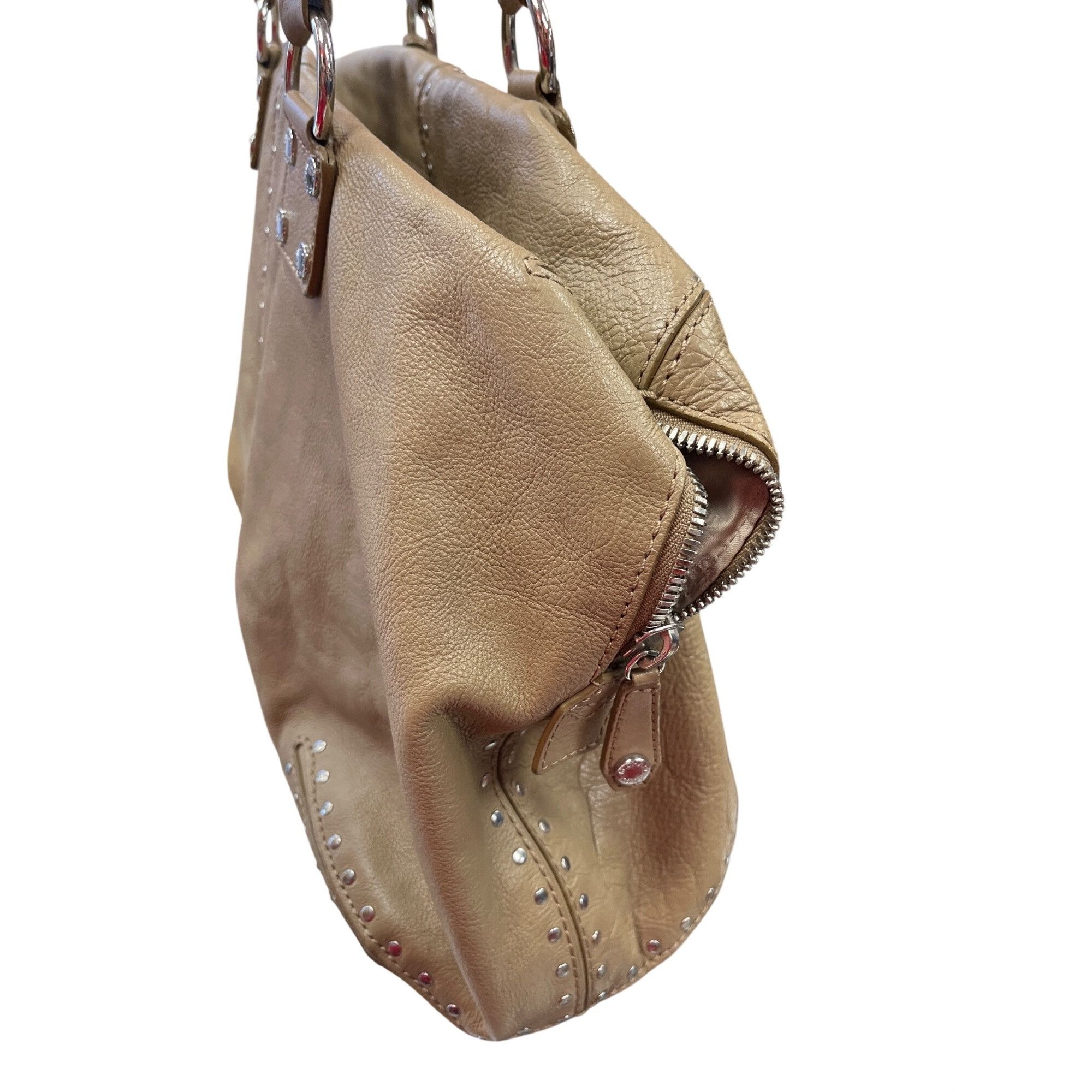 Michael Kors Michael Kors wms taupe tan leather studded hobo tote bag SKU Size ONE SIZE - 12 Thumbnail