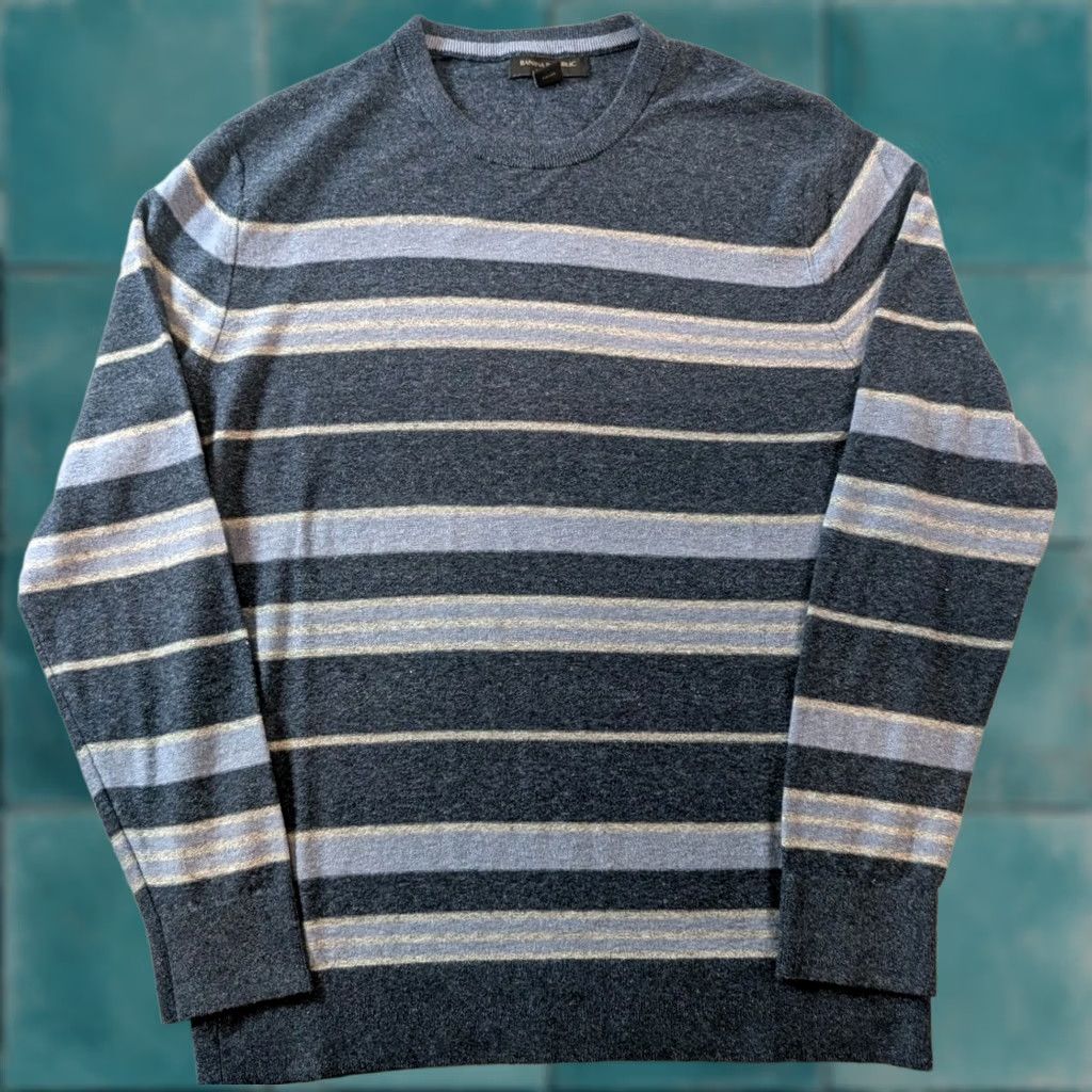 Banana Republic Banana Republic Silk Linen Striped Long Sleeve Crewneck Sweater Blue Men's L Size US L / EU 52-54 / 3 - 1 Thumbnail