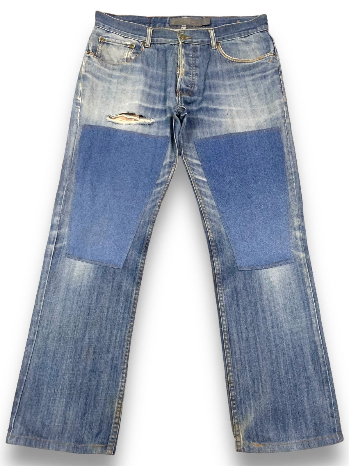 L.O.G.G. Y2K L.O.G.G. Double Knees Patches Loose Distressed Jeans Size US 35 - 1 Thumbnail