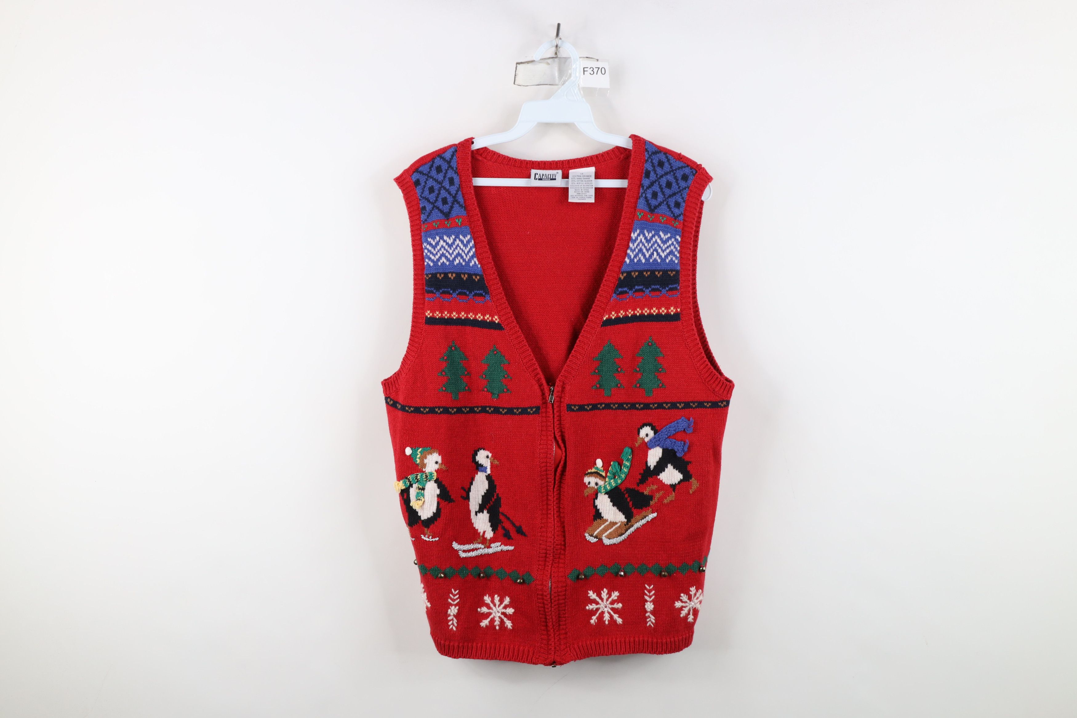 Vintage Vintage 90s Streetwear Penguin Knit Zip Sweater Vest Size XL / US 12-14 / IT 48-50 - 1 Thumbnail