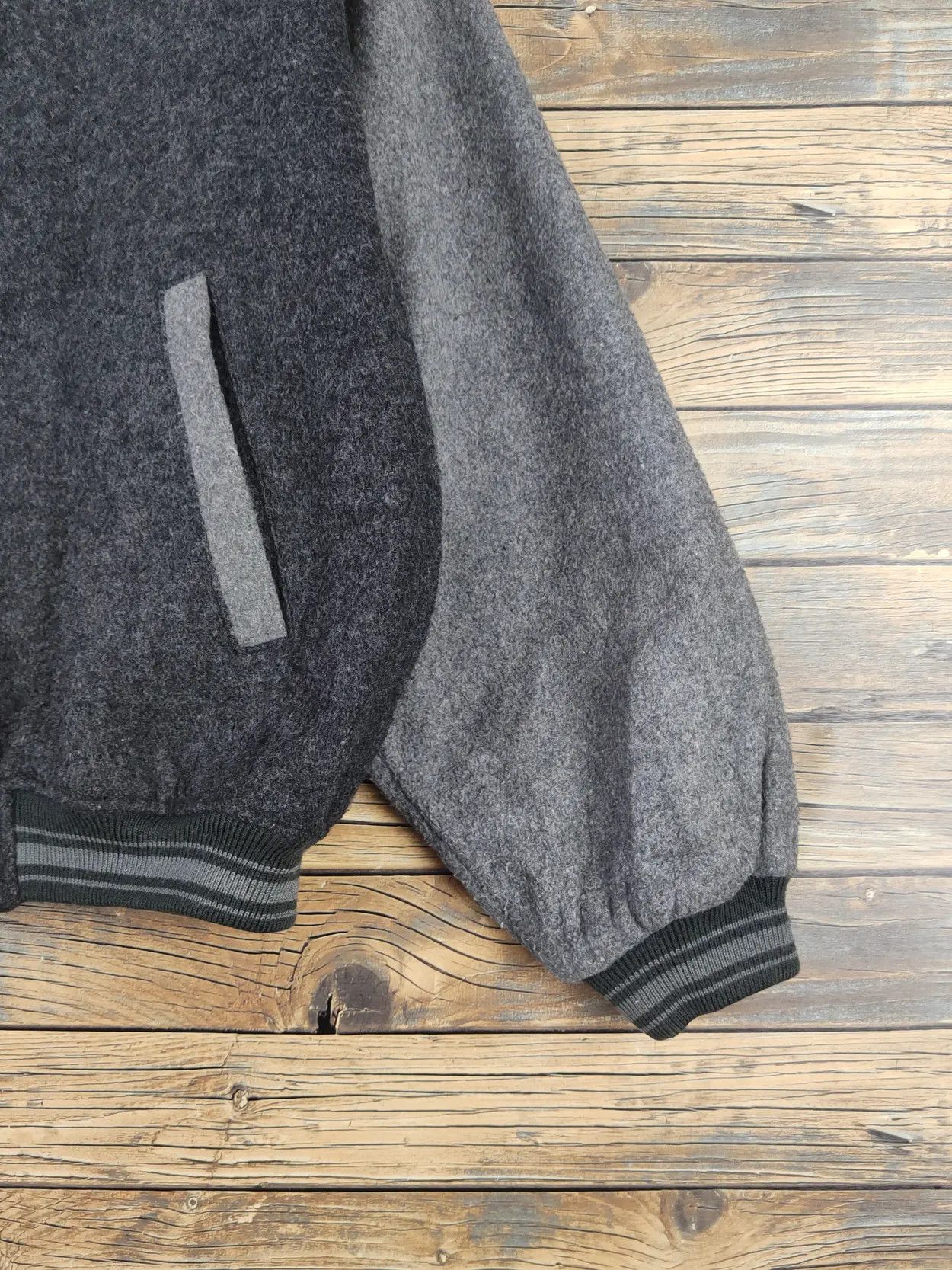 Japanese Brand DL 1964 Lincoln Black Gray Wool Varsity Jackets #W2230 Size US L / EU 52-54 / 3 - 10 Thumbnail