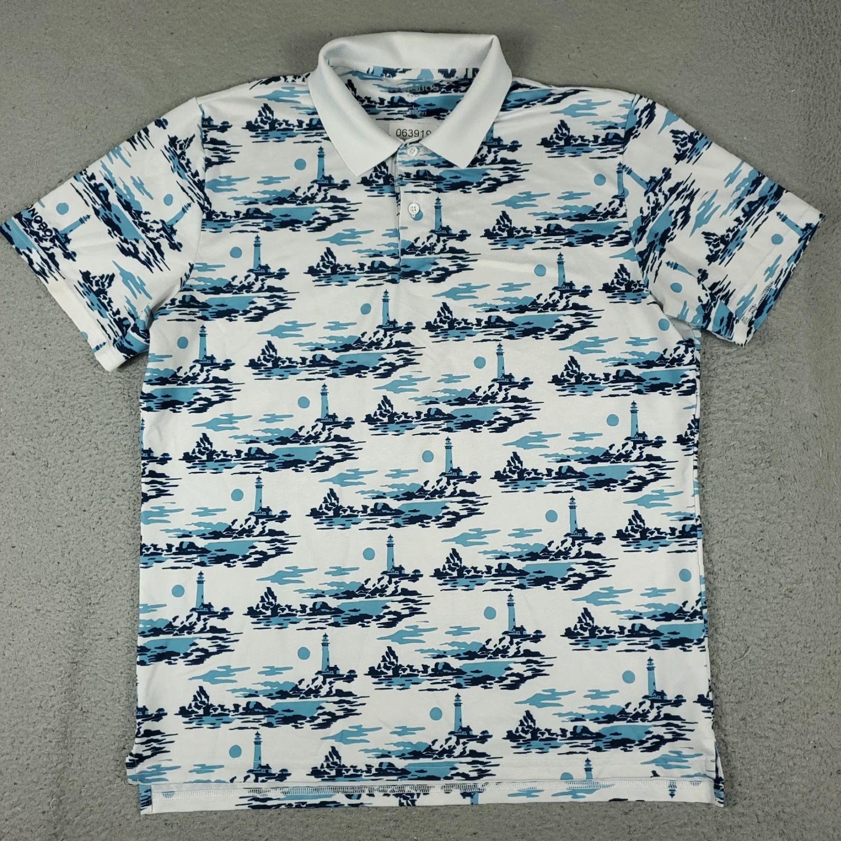 Bonobos Bonobos Polo Shirt Mens Large Blue White Lighthouse Print Slim Fit Short Sleeve Size US L / EU 52-54 / 3 - 2 Thumbnail