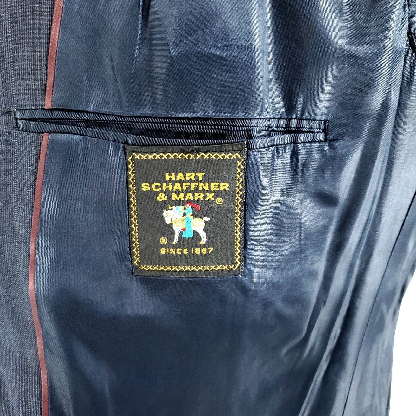Hart Schaffner Marx DAMAGED Hart Schaffner Marx Wool 2 Button Blazer 44R Blue Po Size 44R - 8 Thumbnail