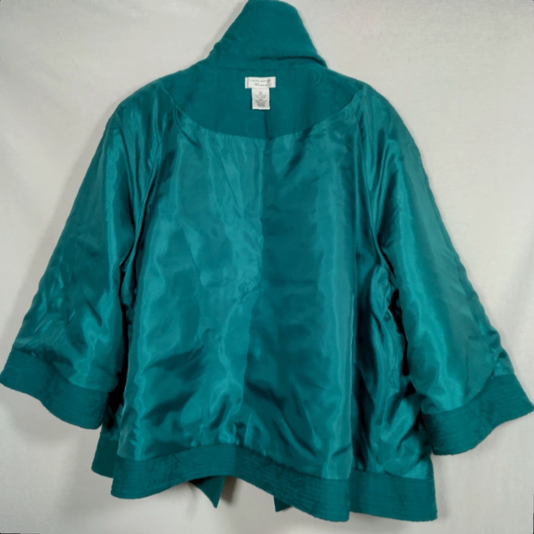 Laura Ashley Laura Ashley Blazer Jacket Kimono 2X Teal Paisley Tapestry Snap 3/4 Sleeve Office Wear Women's Modern Classic Size XXL / US 16-18 / IT 52-54 - 3 Thumbnail