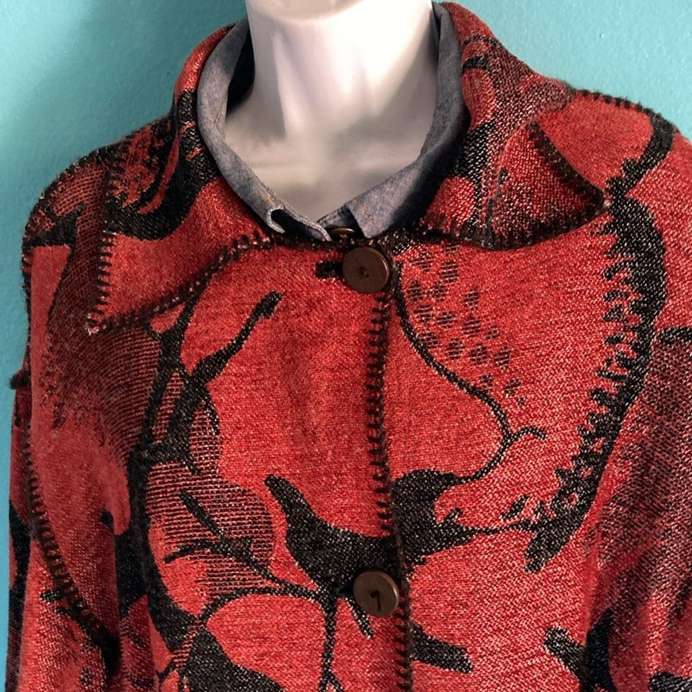 Vintage Beverly Robben Red Print Coat Size M Vintage 1990's Oversize Size M / US 6-8 / IT 42-44 - 4 Thumbnail