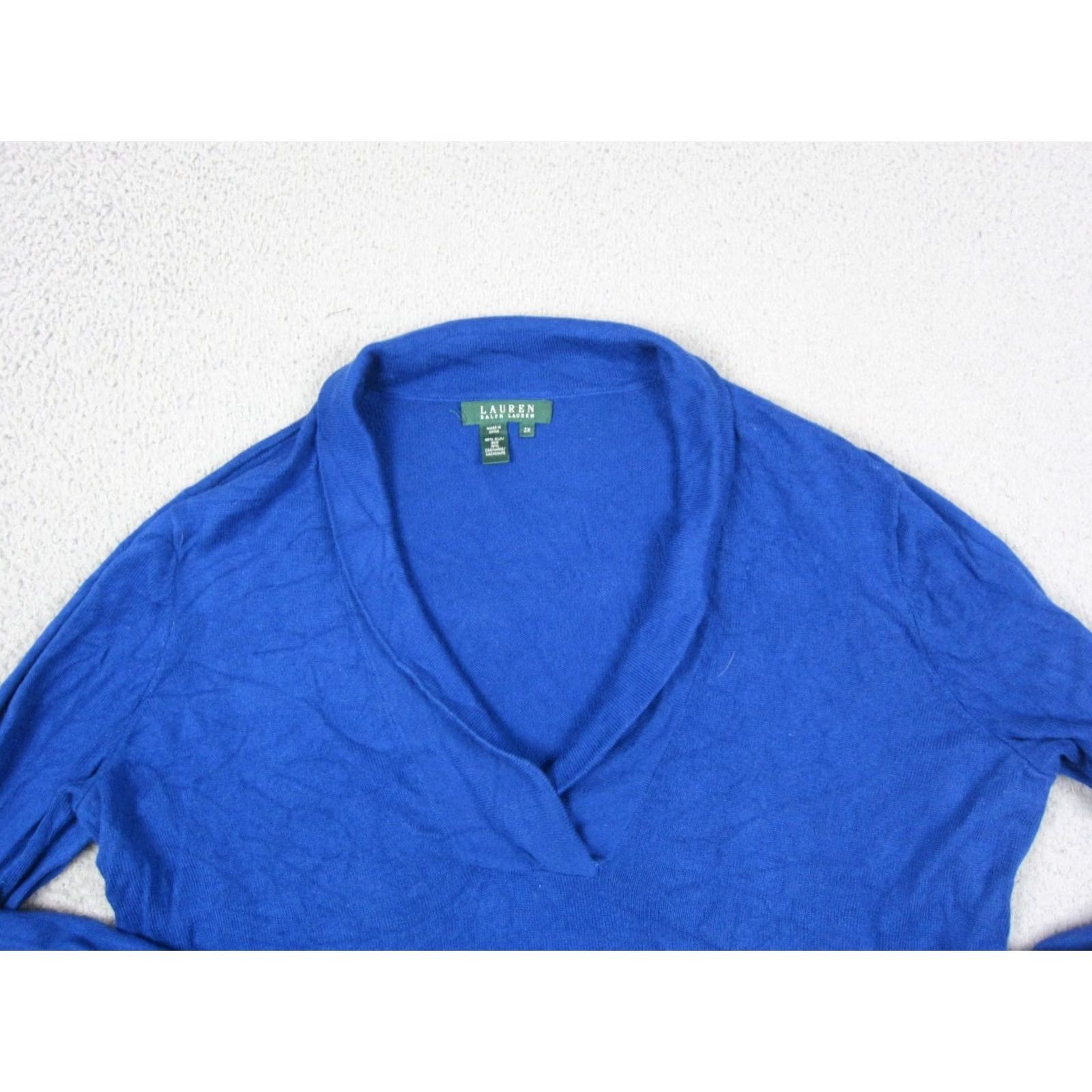 Ralph Lauren Ralph Lauren Sweater Womens 2X Plus Blue Silk Cashmere Shawl Neck Classic LRL 90s Size XXL / US 16-18 / IT 52-54 - 2 Thumbnail