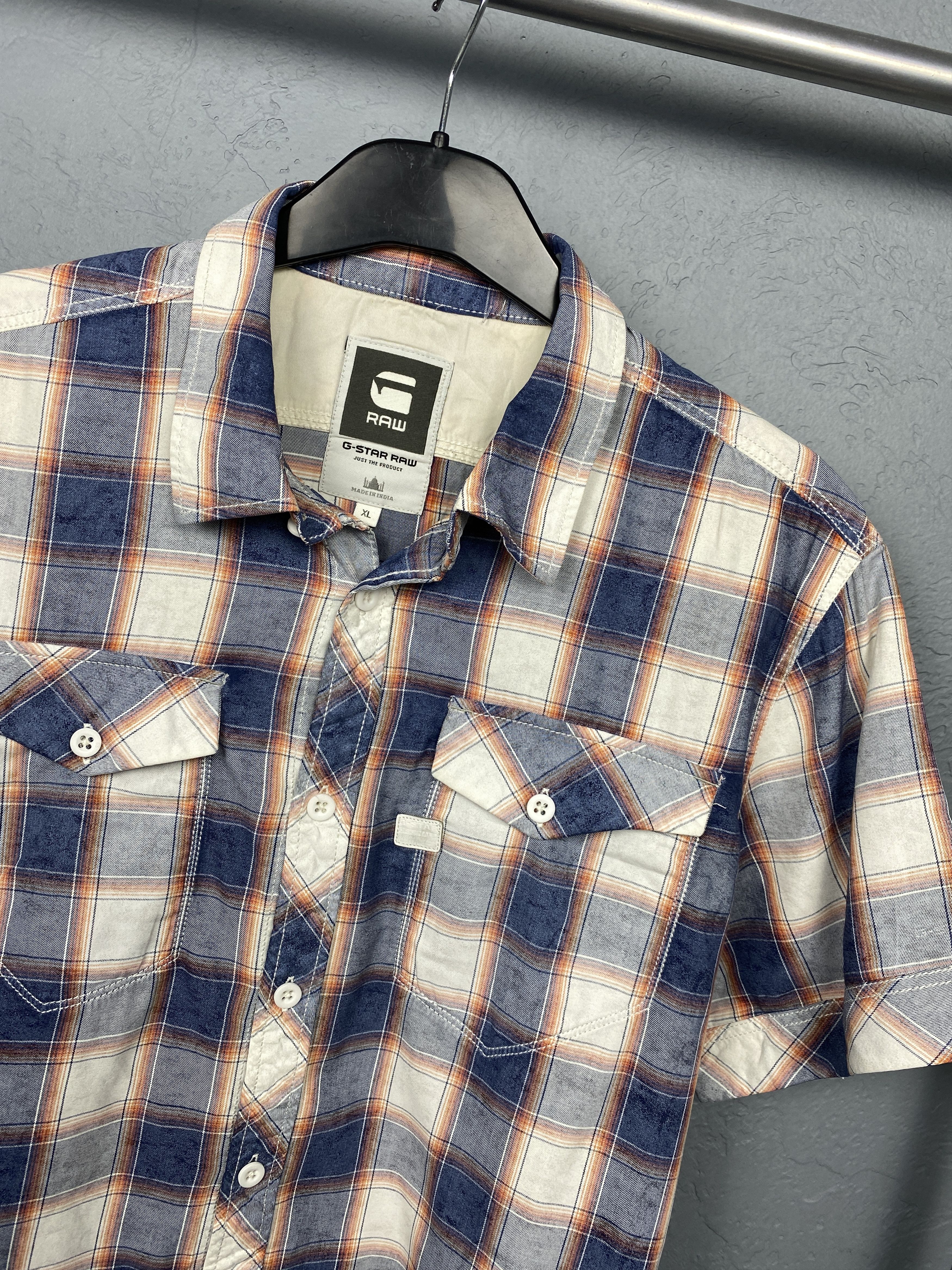 G-Star G Star Raw Vintage Mens Tacoma Short Sleeve Plaid Shirt Size US XL / EU 56 / 4 - 2 Thumbnail