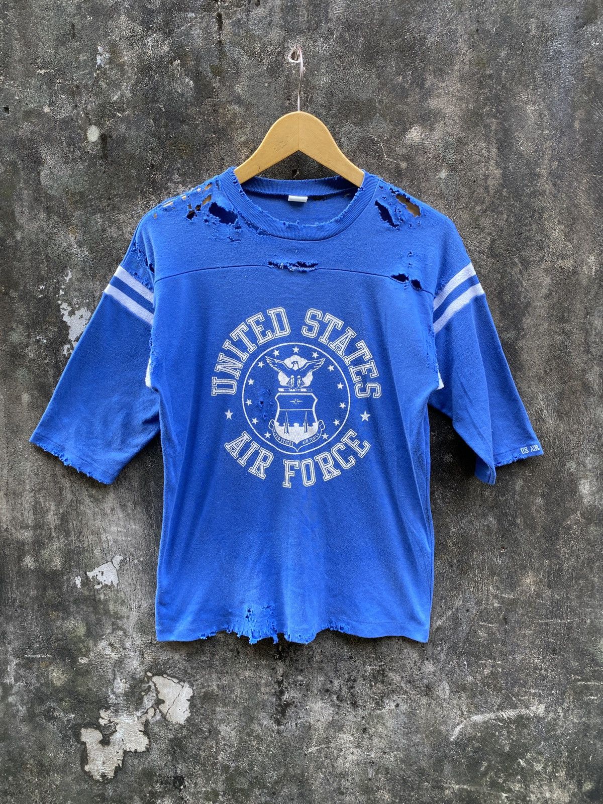 Vintage 90’s Thrashed US Air Force Faded Shirt Distressed Erd Grunge Size US M / EU 48-50 / 2 - 1 Thumbnail
