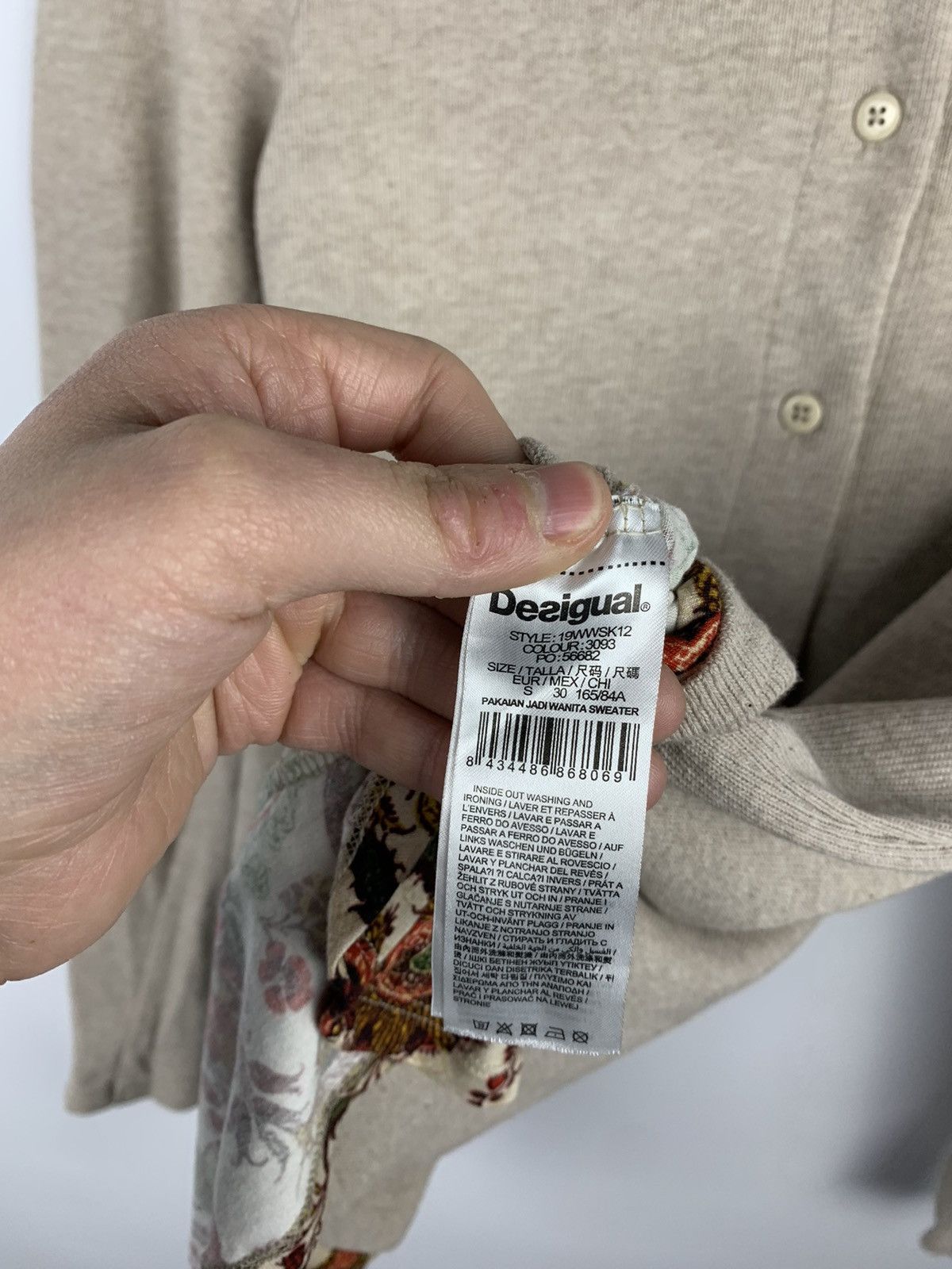 Desigual Desigual Flower Cardigan Lagenlook Button Up Sweater Beige Size S / US 4 / IT 40 - 4 Thumbnail