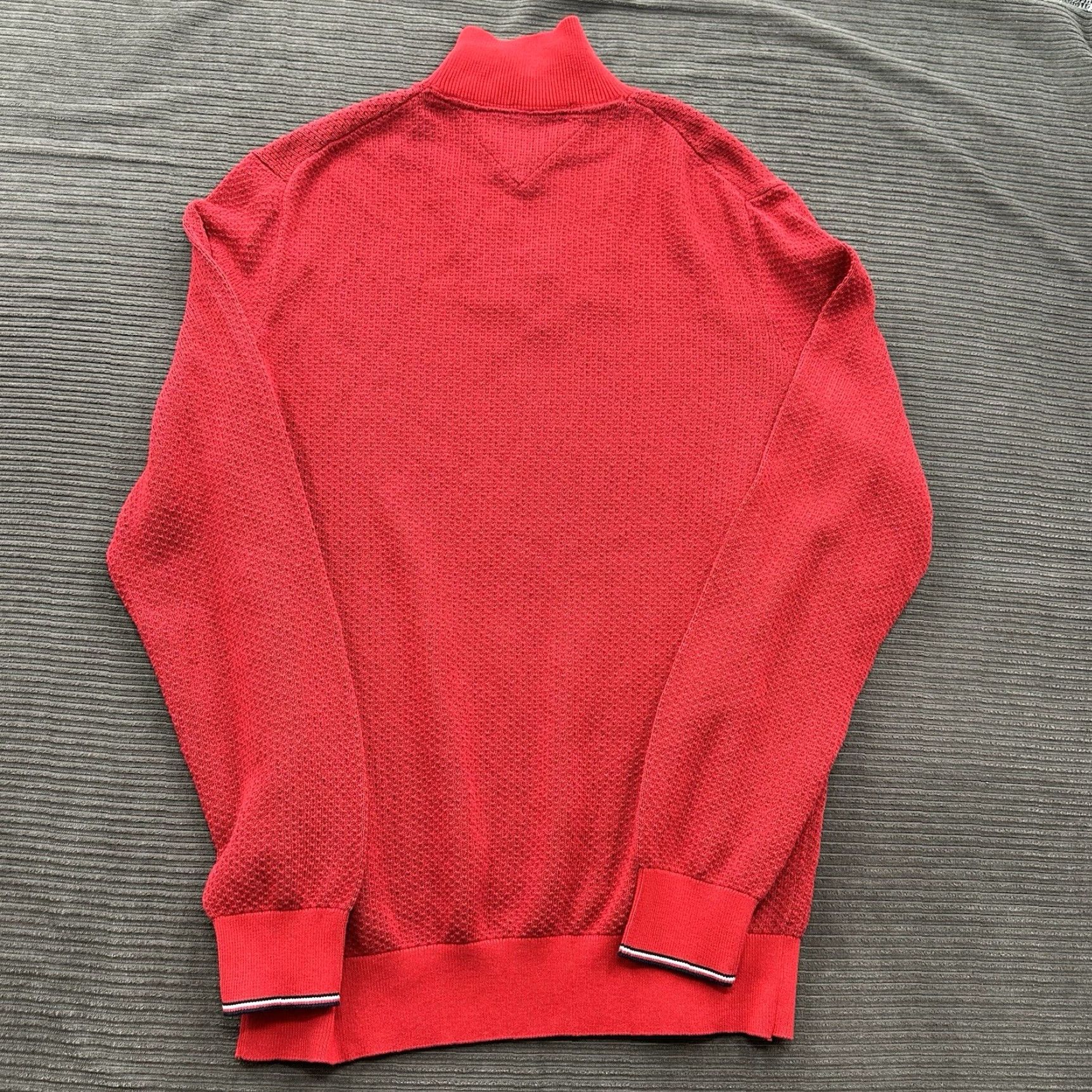 Tommy Hilfiger Tommy Hilfiger Sweater Mens 2XL Red Cotton Long Sleeve 1/4 Zip Mock Neck Preppy Pullover Knit Size US XXL / EU 58 / 5 - 2 Thumbnail