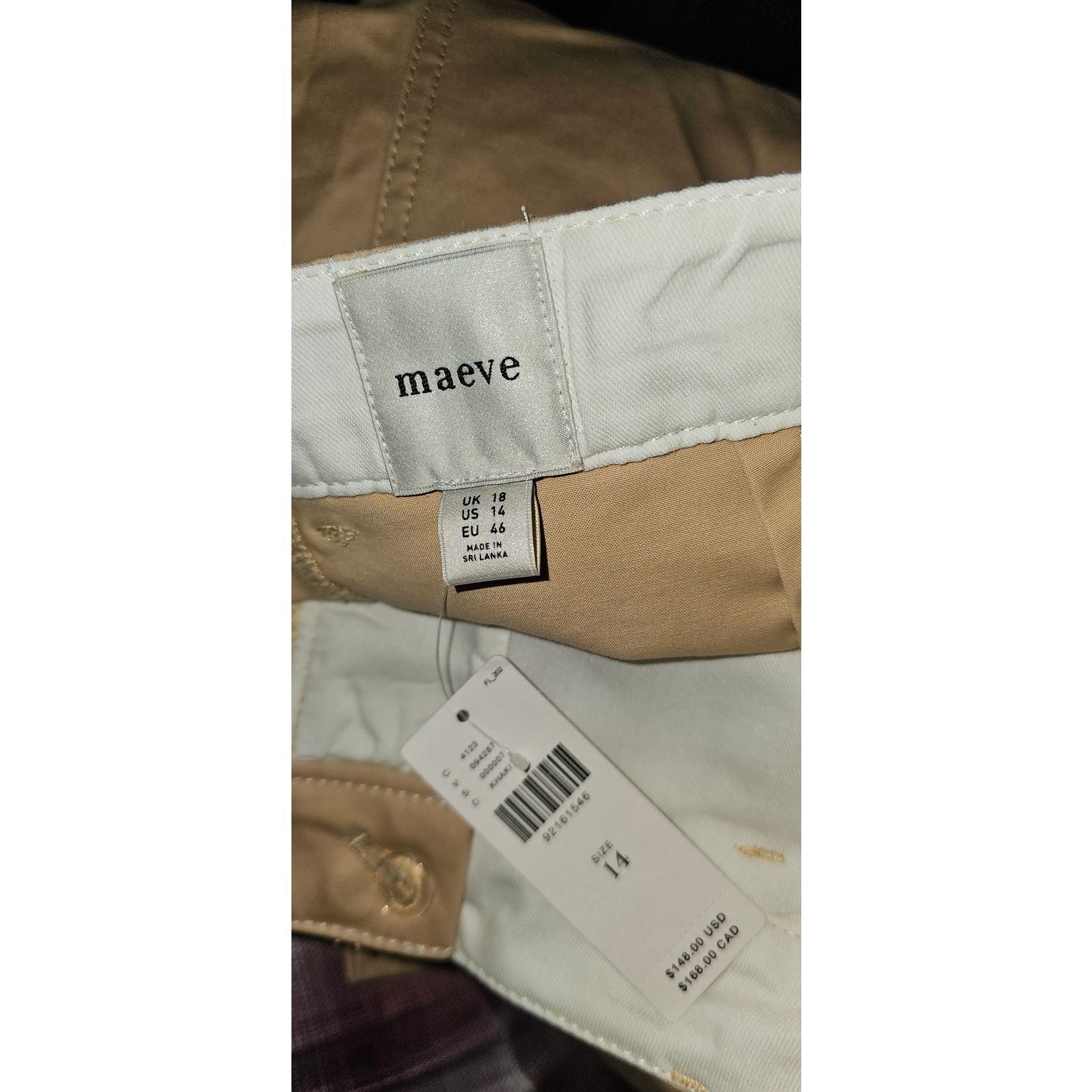 Anthropologie NWT Anthropologie Maeve Curved Cropped Chino Pants $148 14 Size 36" / US 14 / IT 50 - 4 Thumbnail